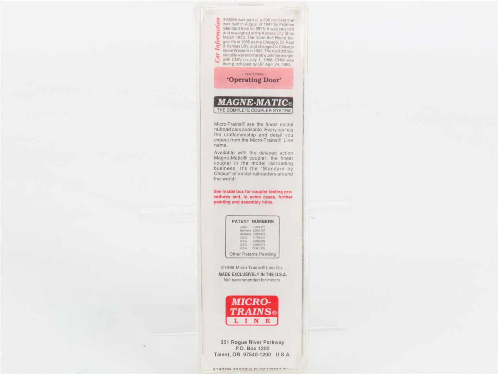 N Scale Micro-Trains MTL 20466 CGW Chicago Great Western 40' Box Car 93365 RTR
