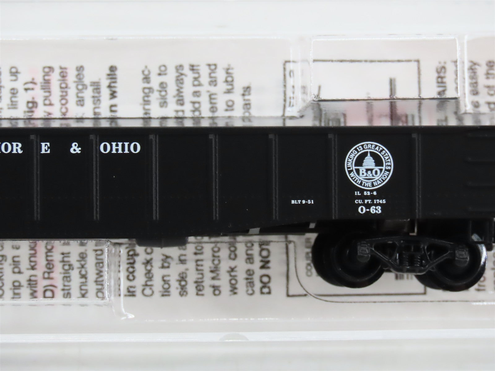 N Scale Micro-Trains MTL 105030 B&O Baltimore & Ohio Gondola 351065 RTR