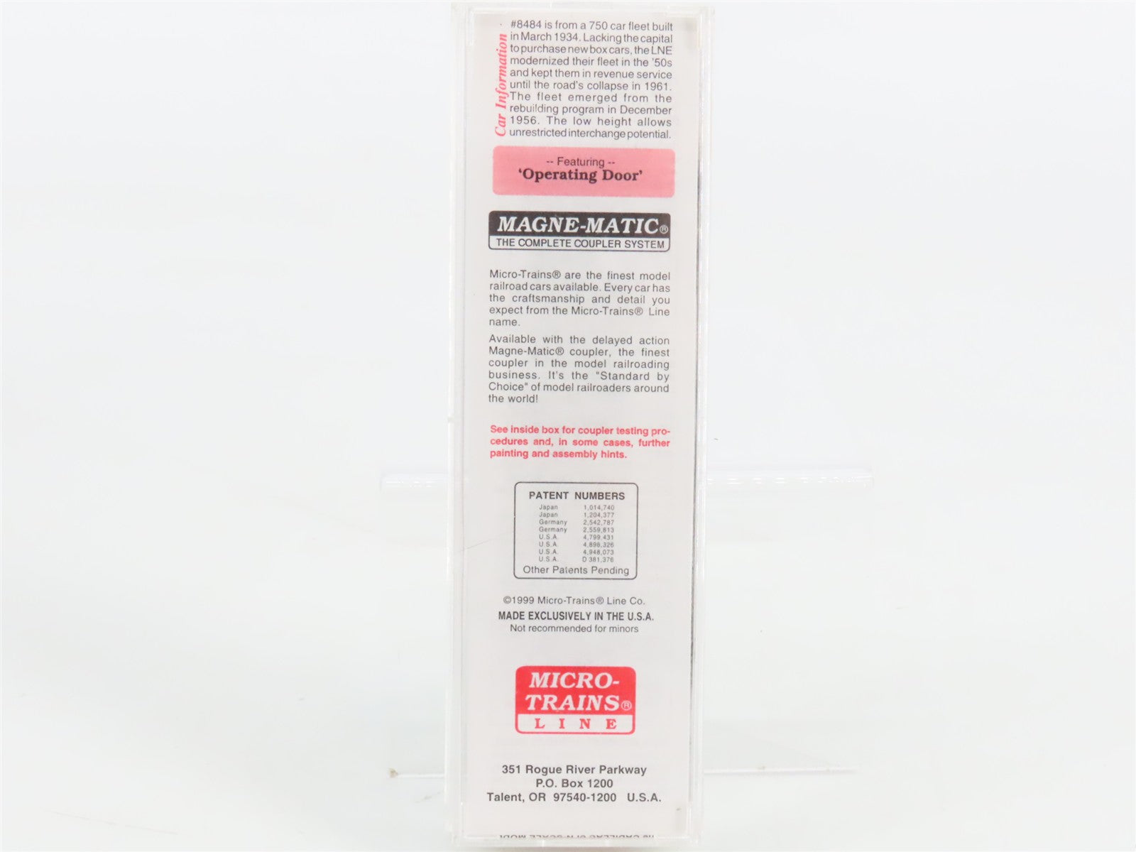 N Scale Micro-Trains MTL 120030 LNE Lehigh and New England 40' Box Car 8484 RTR