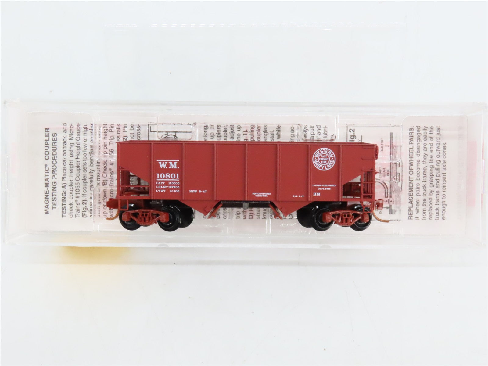 N Scale Micro-Trains MTL 56090 WM Western Maryland 33' 2-Bay Hopper 10801 RTR