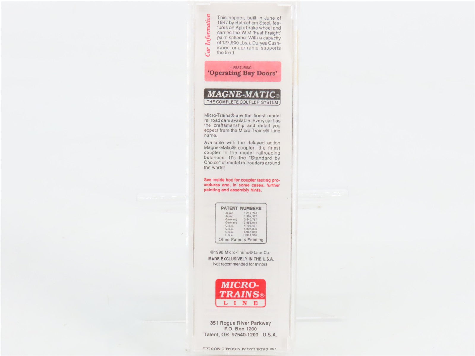 N Scale Micro-Trains MTL 56090 WM Western Maryland 33' 2-Bay Hopper 10801 RTR