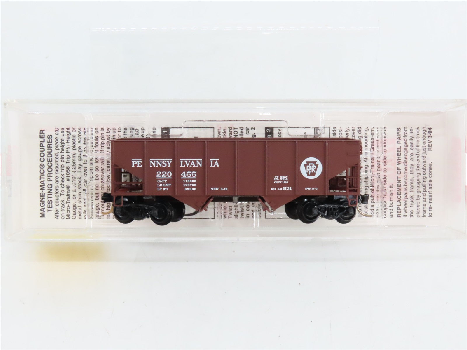 N Scale Micro-Trains MTL 56060 PRR Pennsylvania 33' 2-Bay Hopper 220455 RTR