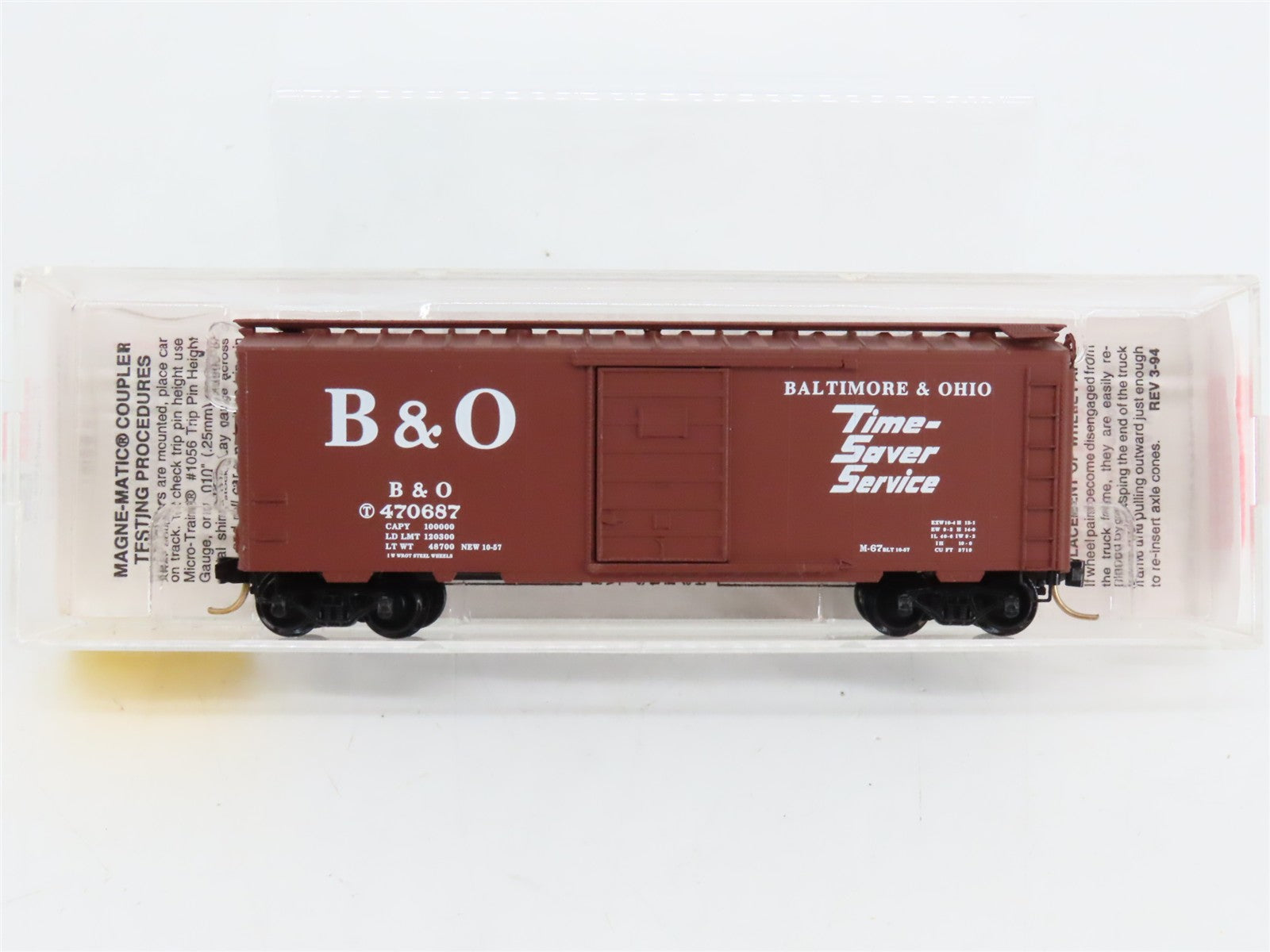 N Scale Micro-Trains MTL 20346 B&O Baltimore & Ohio 40' Box Car 470687 RTR
