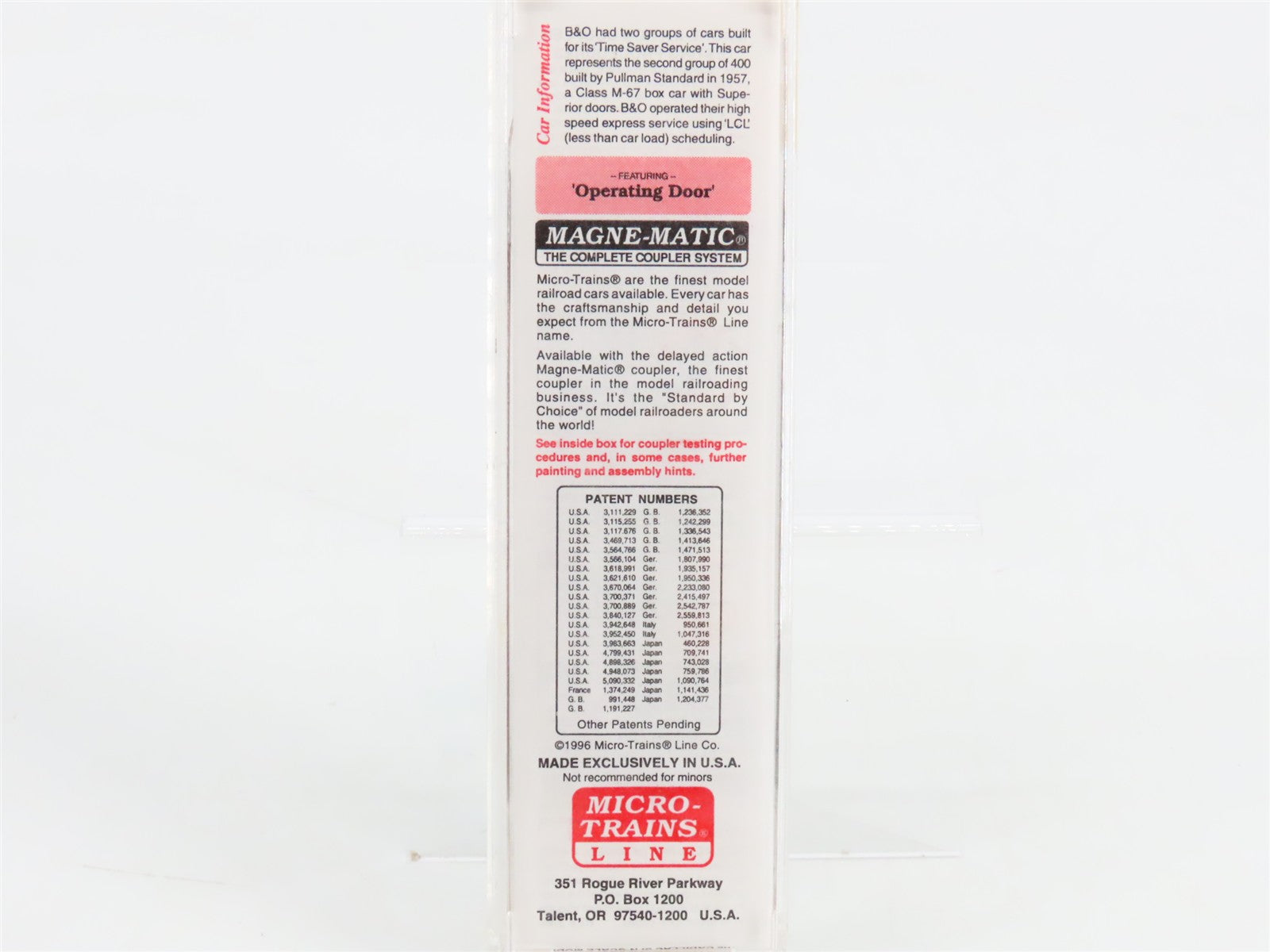 N Scale Micro-Trains MTL 20346 B&O Baltimore & Ohio 40' Box Car 470687 RTR