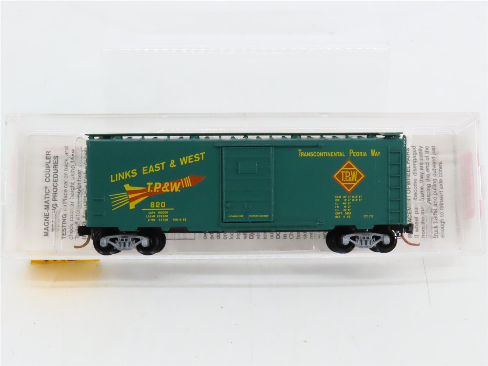N Scale Micro-Trains MTL 20120 TP&W Toledo, Peoria & Western 40' Box Car 620 RTR