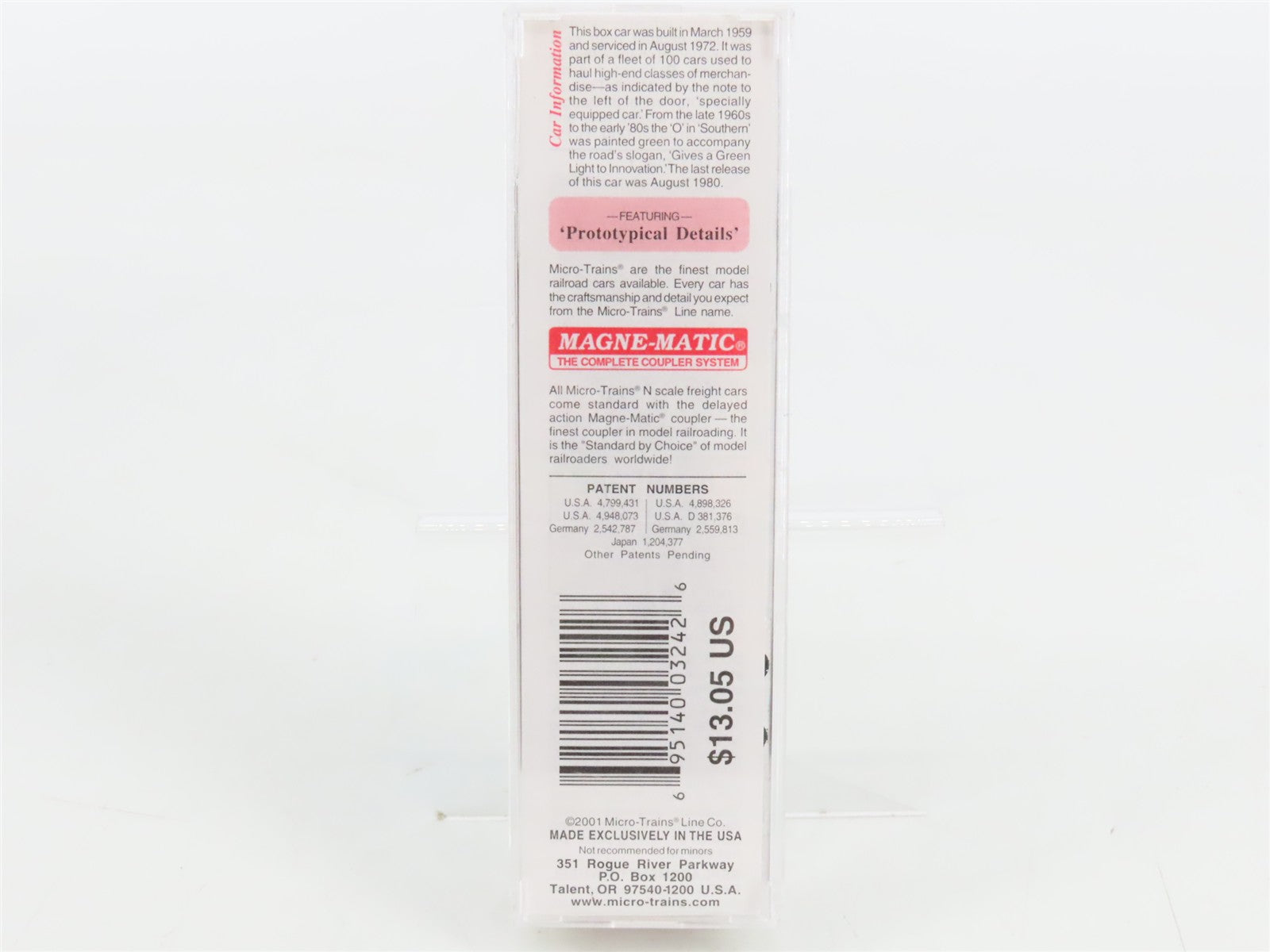 N Scale Micro-Trains MTL 21100 Southern Railway 40' Box Car 505603 RTR