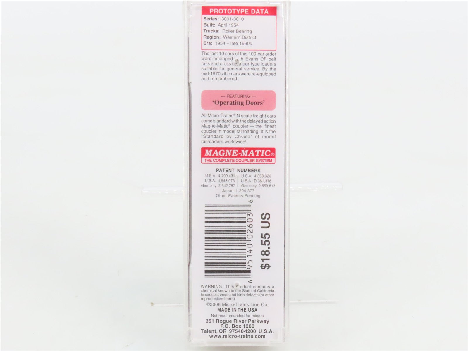 N Scale Micro-Trains MTL 03400340 WP Western Pacific 50' Double Door Box Car RTR