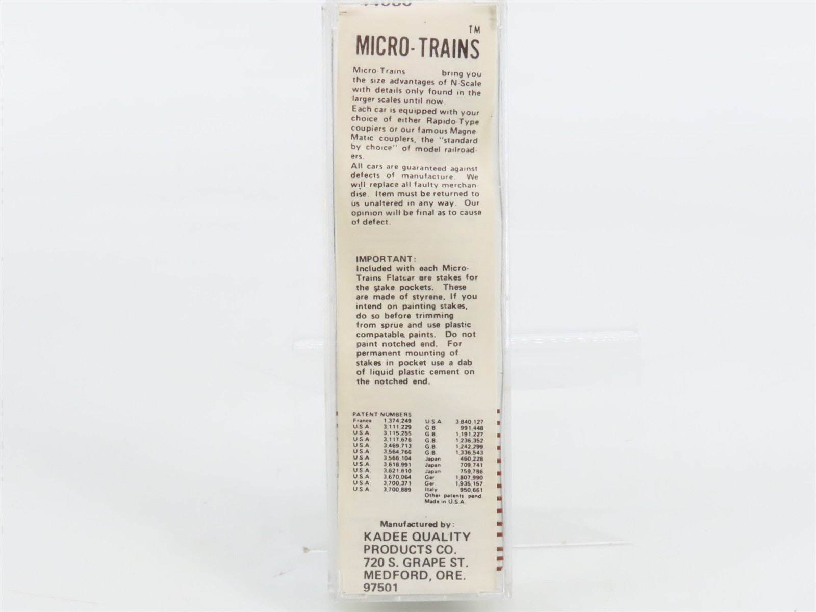 N Scale Kadee Micro-Trains MTL 44060 ATSF Santa Fe 50' Flat Car 90806 RTR