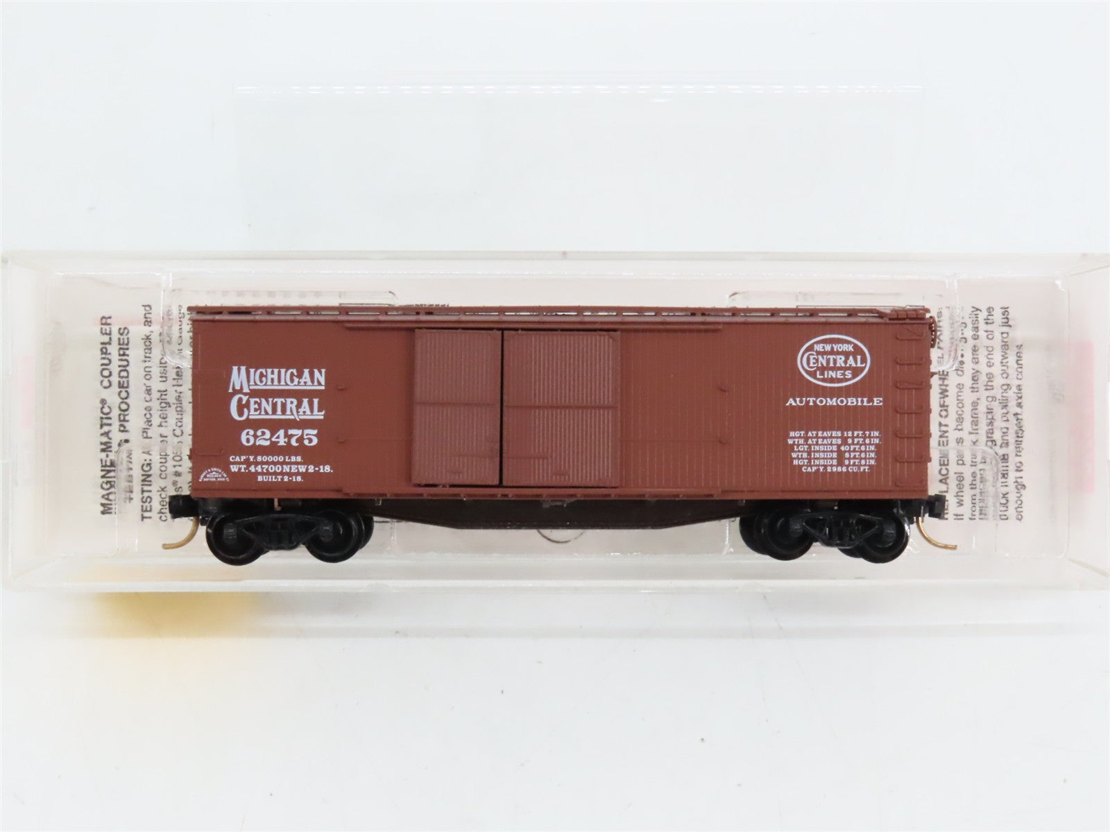 N Scale Micro-Trains MTL 43060 Michigan Central 40' Box Car 62475 RTR
