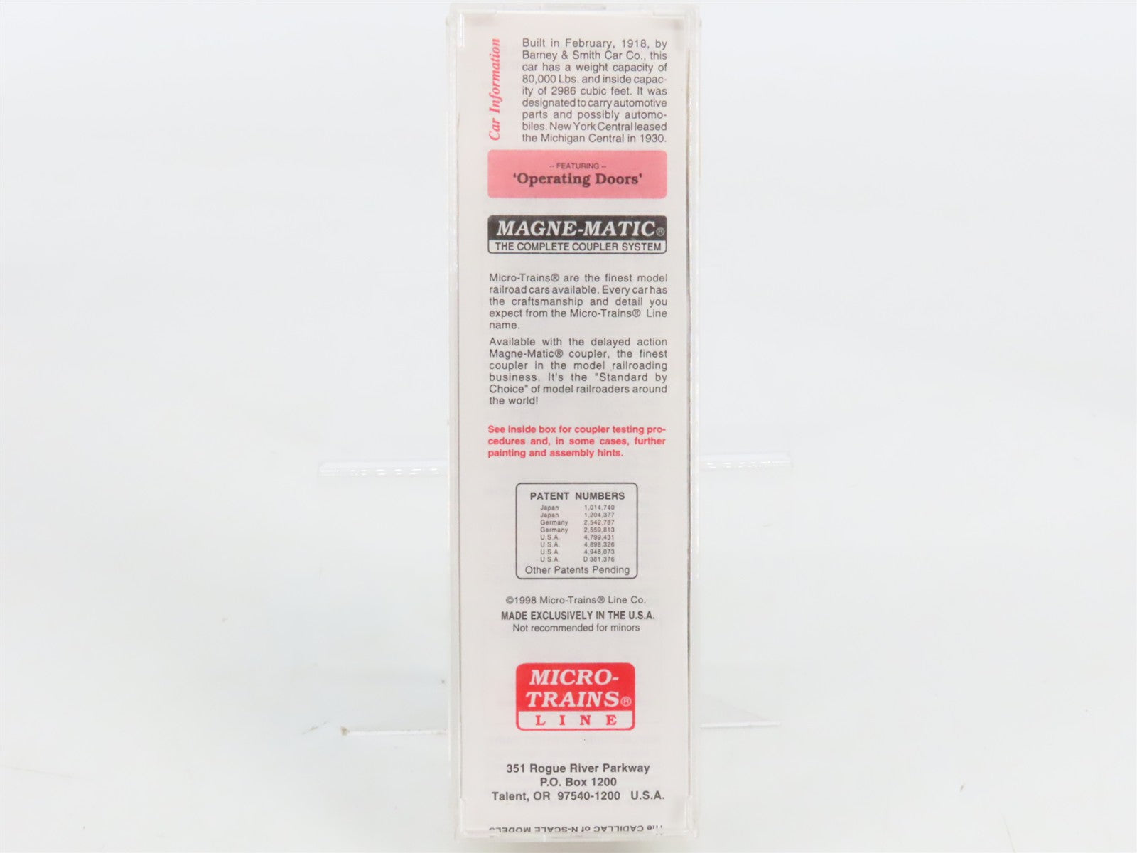 N Scale Micro-Trains MTL 43060 Michigan Central 40' Box Car 62475 RTR