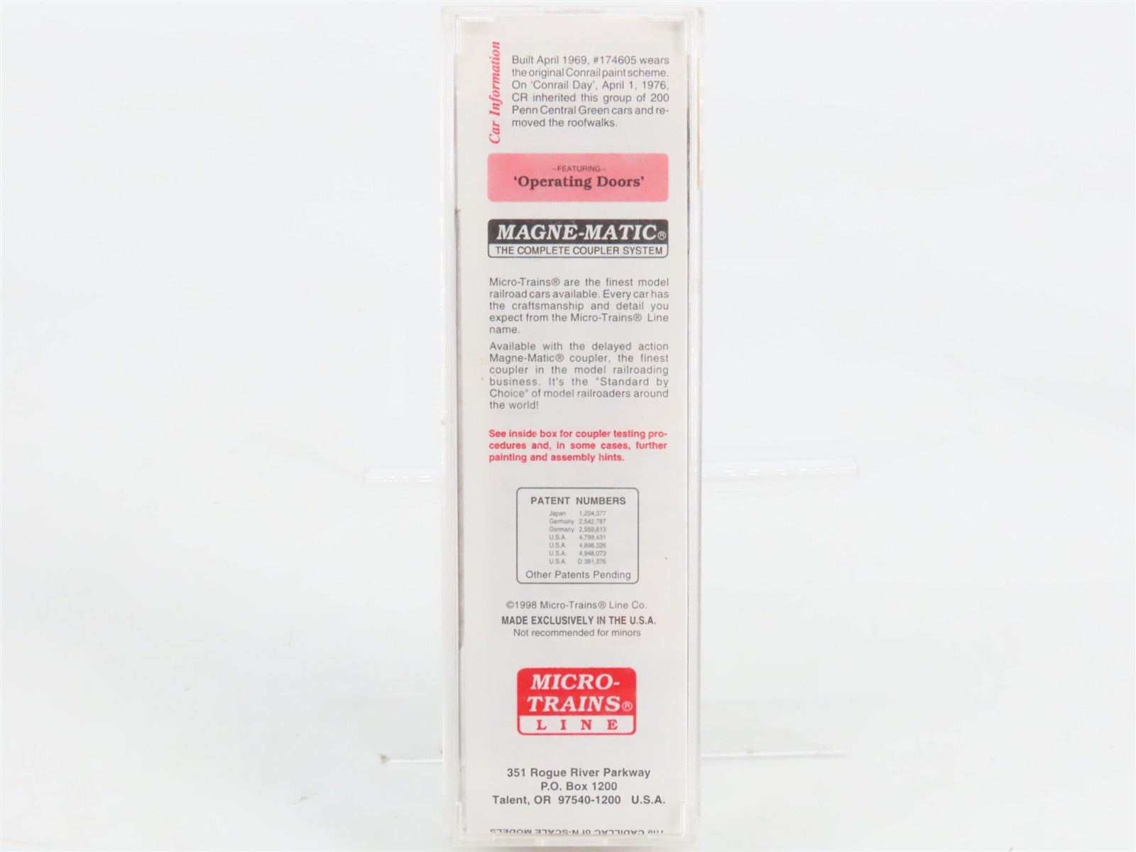 N Scale Micro-Trains MTL 37010 CR Conrail 50' Box Car 174605 RTR