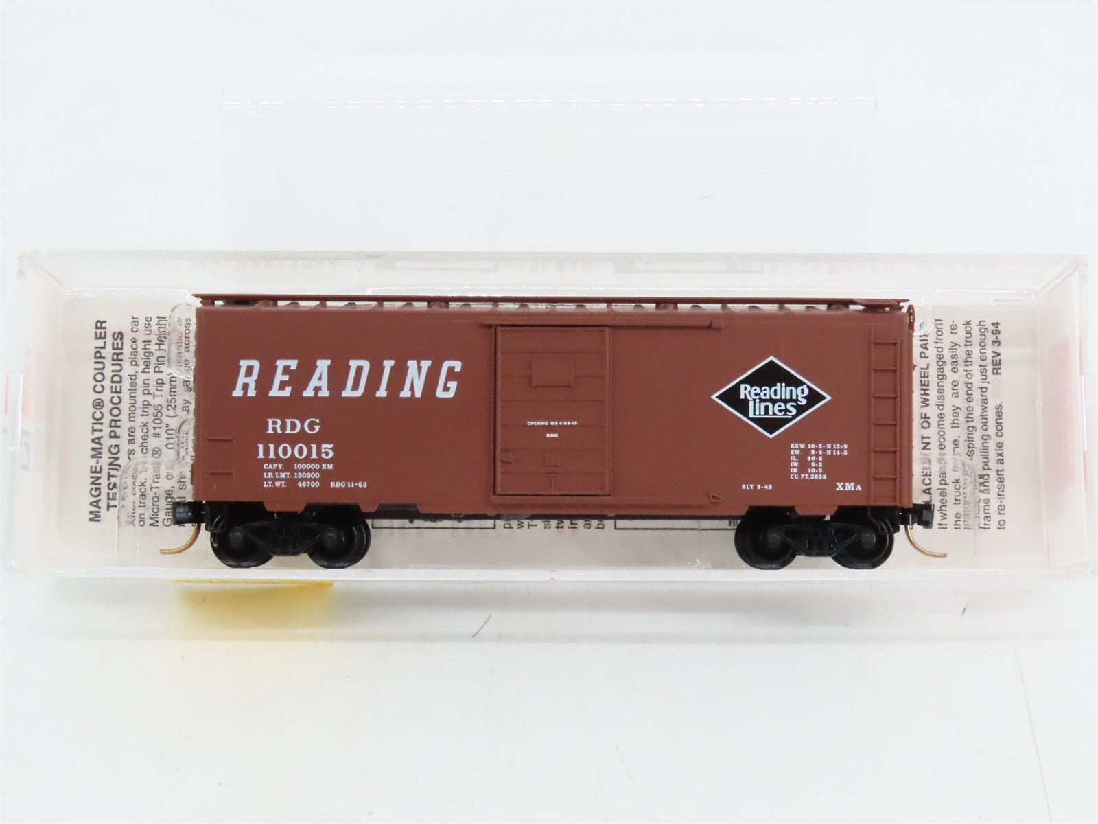 N Scale Micro-Trains MTL 20810 RDG Reading 40' Box Car 110015 RTR