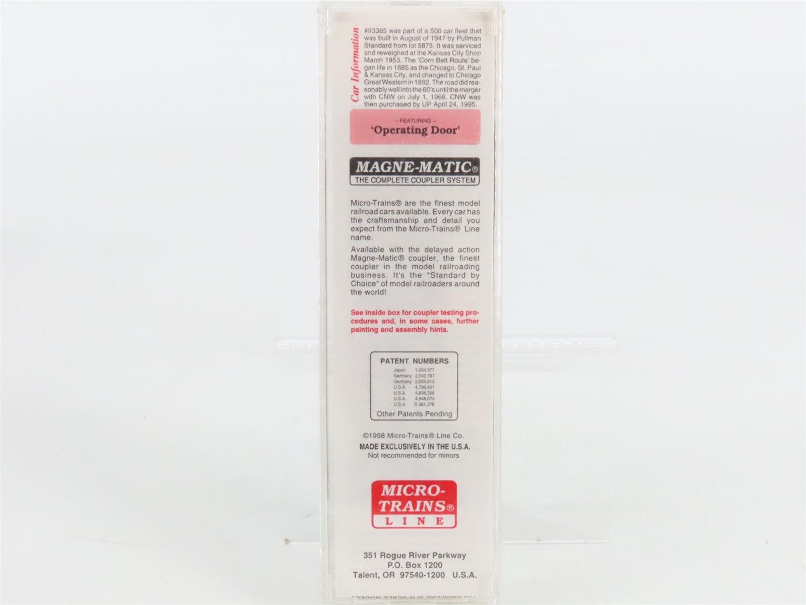 N Scale Micro-Trains MTL 20466 CGW Chicago Great Western 40' Box Car 93365 RTR