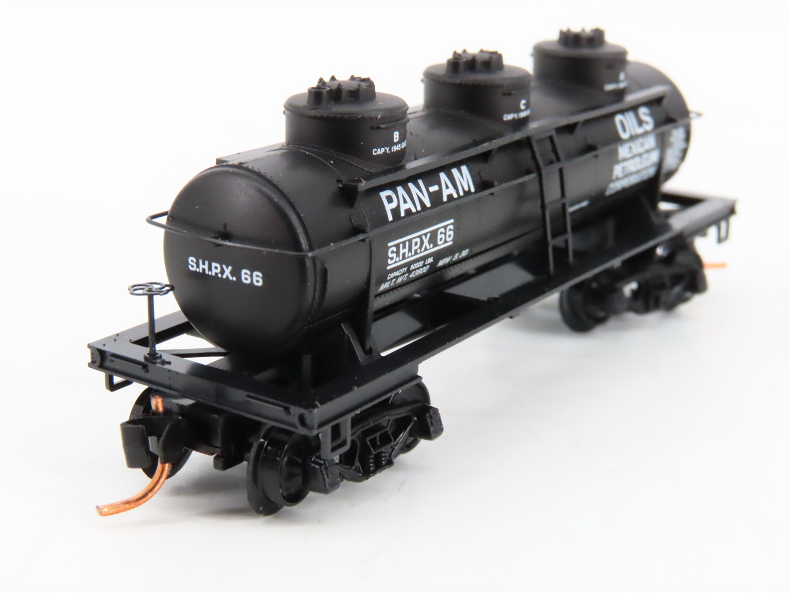 N Scale Micro-Trains MTL 06600030 SHPX Pan-Am Oils 3-Dome Tank Car 66 RTR