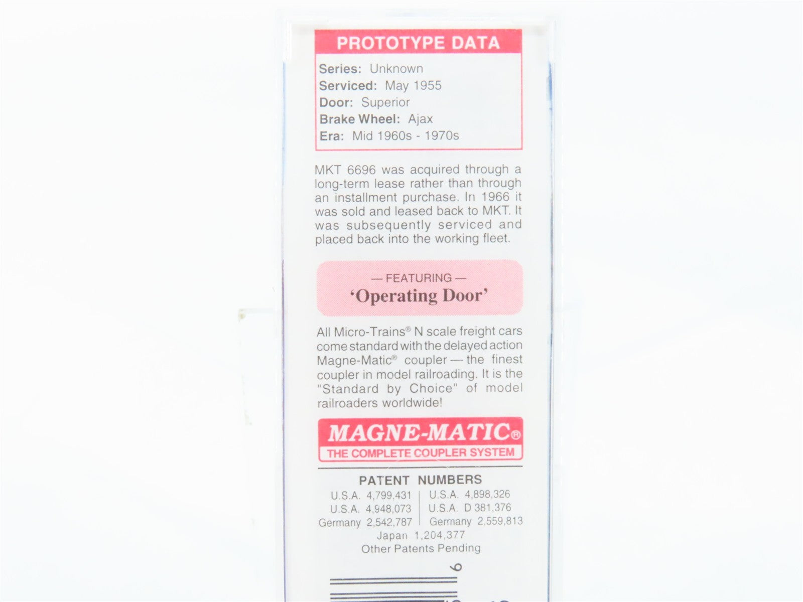 N Scale Micro-Trains MTL 24320 MKT Katy 40' Single Door Box Car 6696 RTR