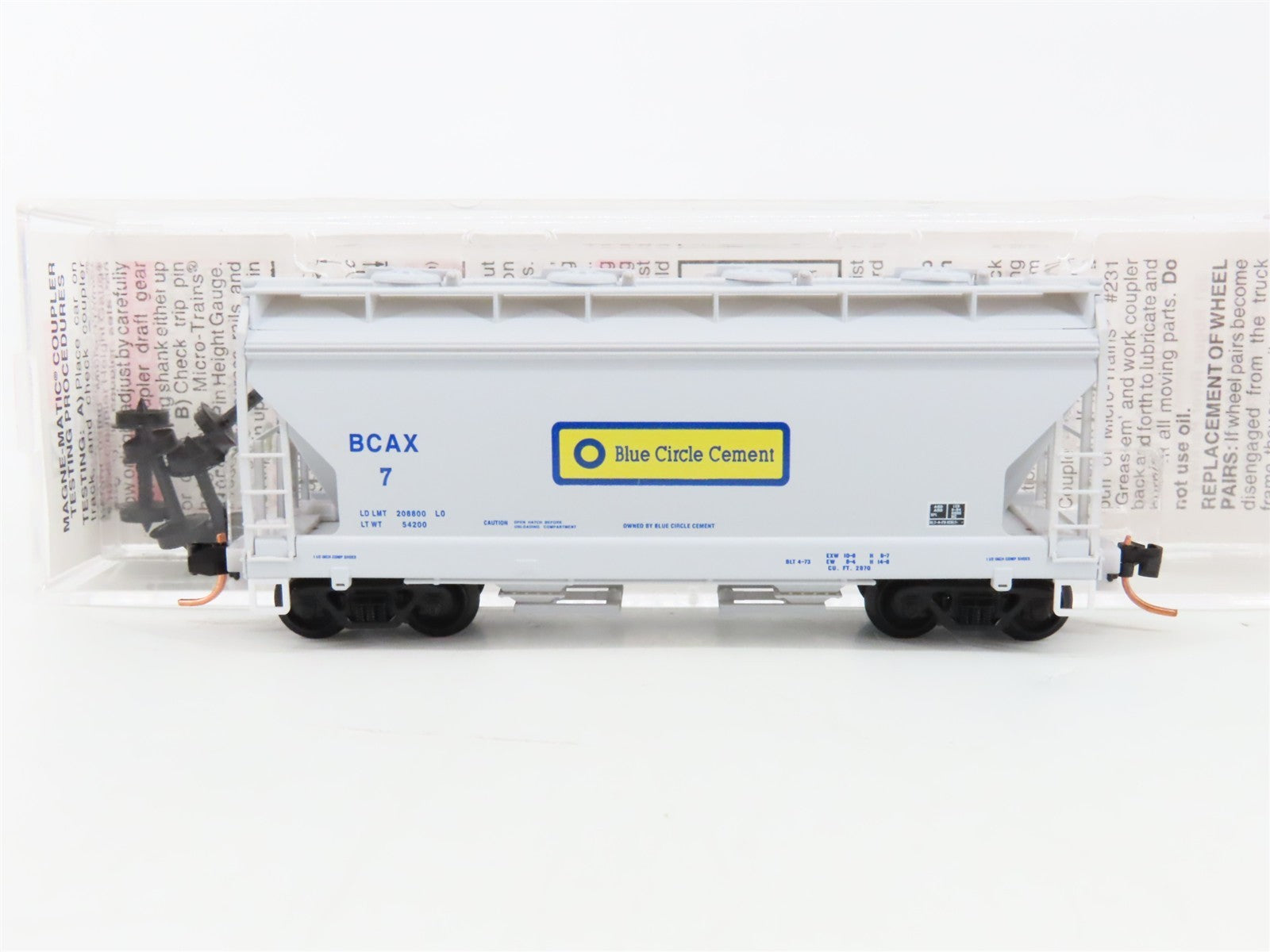 N Scale Micro-Trains MTL 92180 BCAX Blue Circle Cement 2-Bay Covered Hopper #7