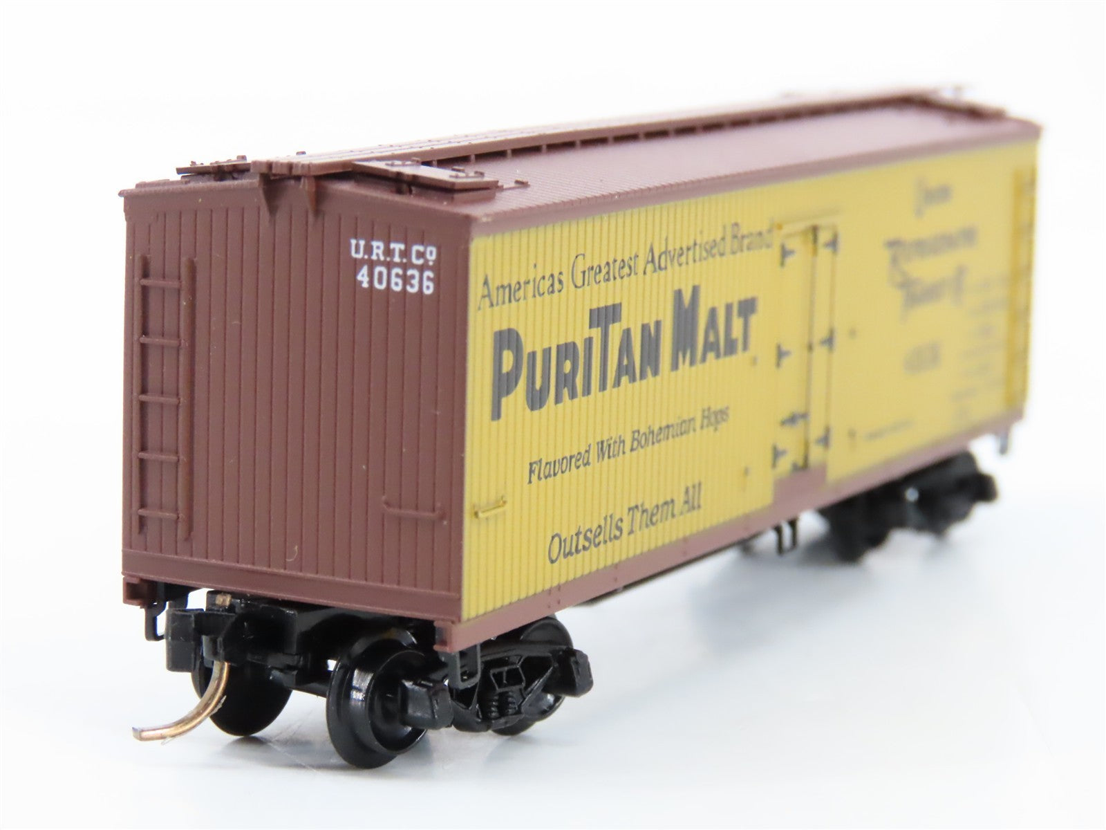 N Scale Micro-Trains MTL 49350 URTC PuriTan Malt 40' Wood Reefer 40636 RTR