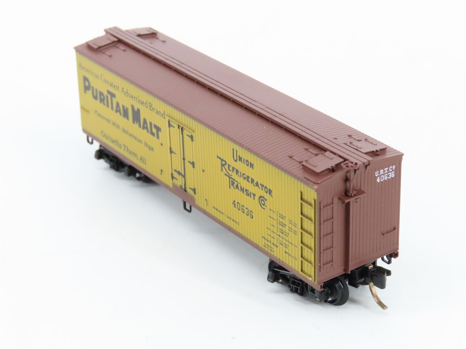 N Scale Micro-Trains MTL 49350 URTC PuriTan Malt 40' Wood Reefer 40636 RTR