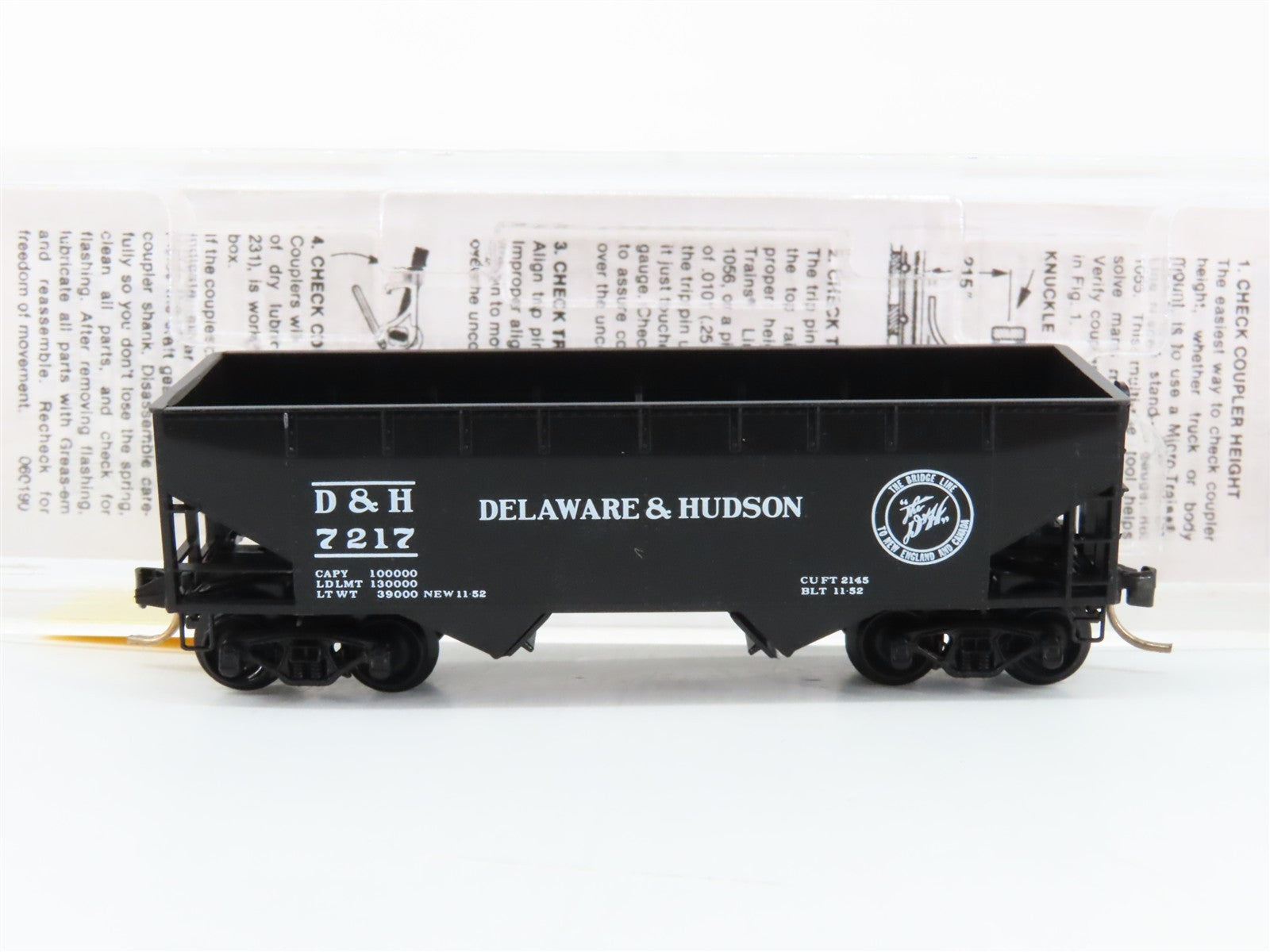 N Scale Micro-Trains MTL 55170 D&H Delaware & Hudson 33' 2-Bay Hopper 7217 RTR