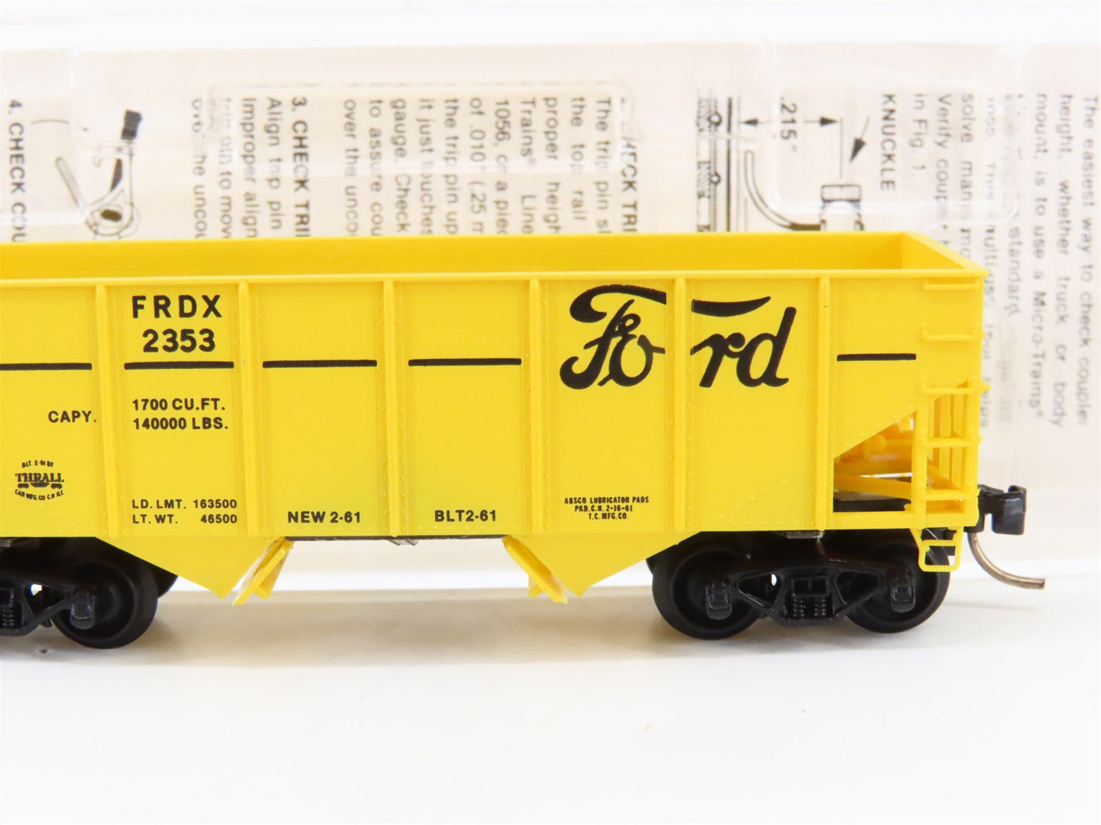 N Scale Micro-Trains MTL 56020 FRDX Ford 33' 2-Bay Rib Side Open Hopper 2353 RTR