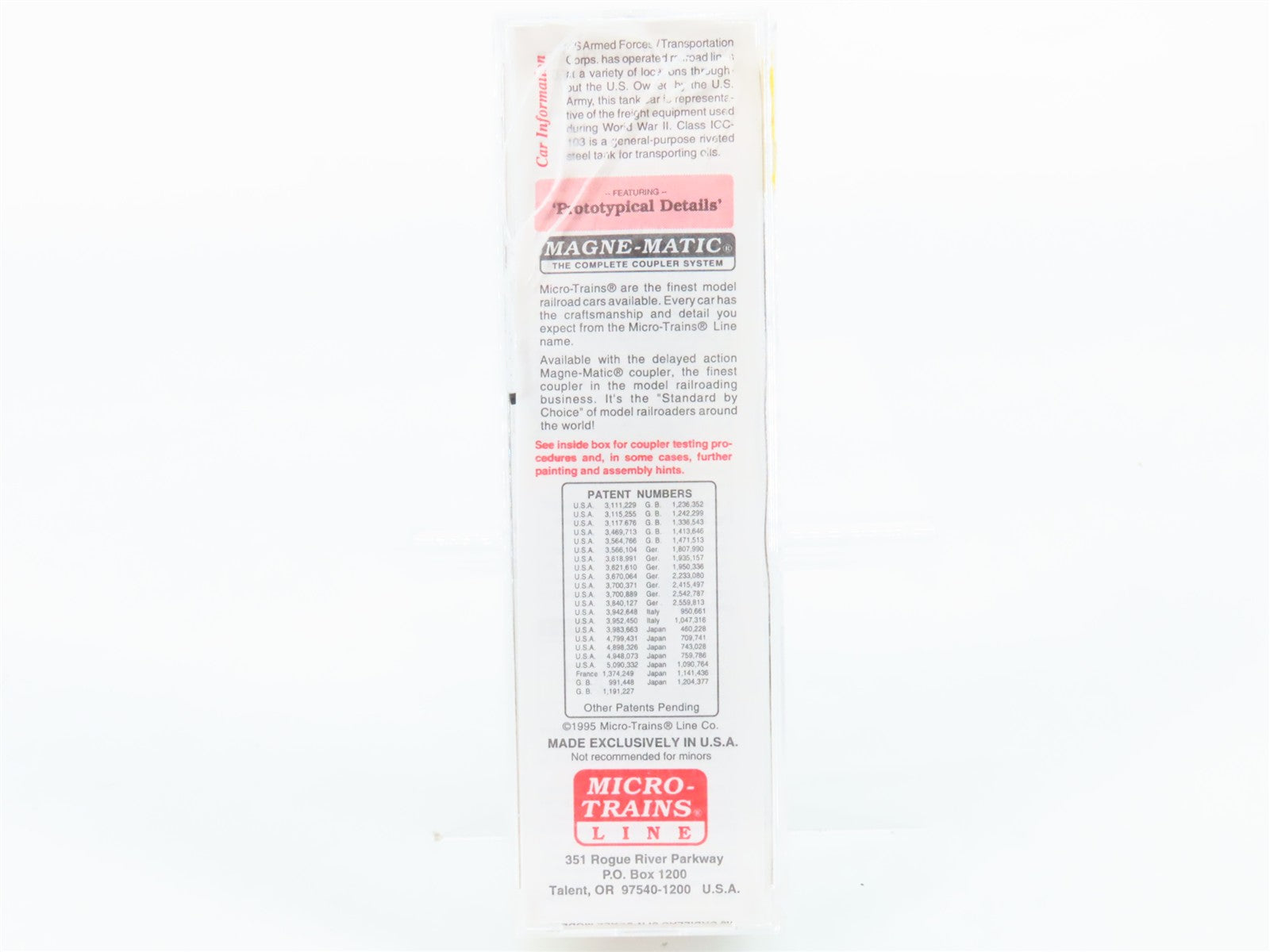 N Scale Micro-Trains MTL 65370 USAX U.S. Army 39' Tank Car 10986 RTR