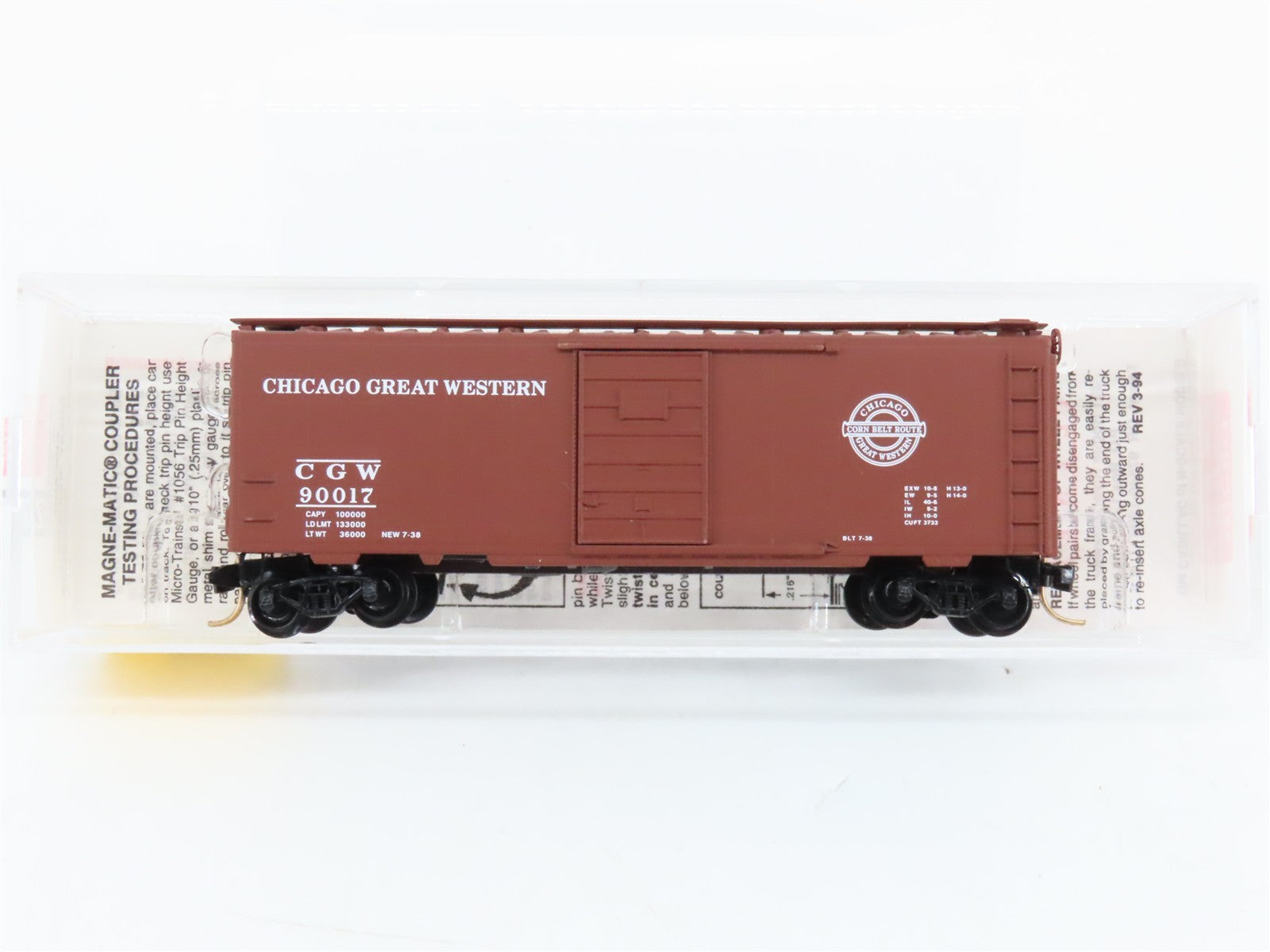 N Scale Micro-Trains MTL 20950 CGW Corn Belt Route 40' Box Car 90017 RTR
