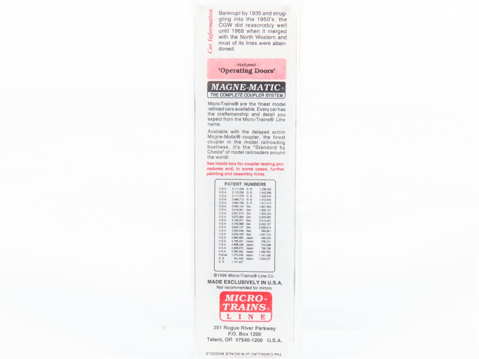 N Scale Micro-Trains MTL 20950 CGW Corn Belt Route 40' Box Car 90017 RTR