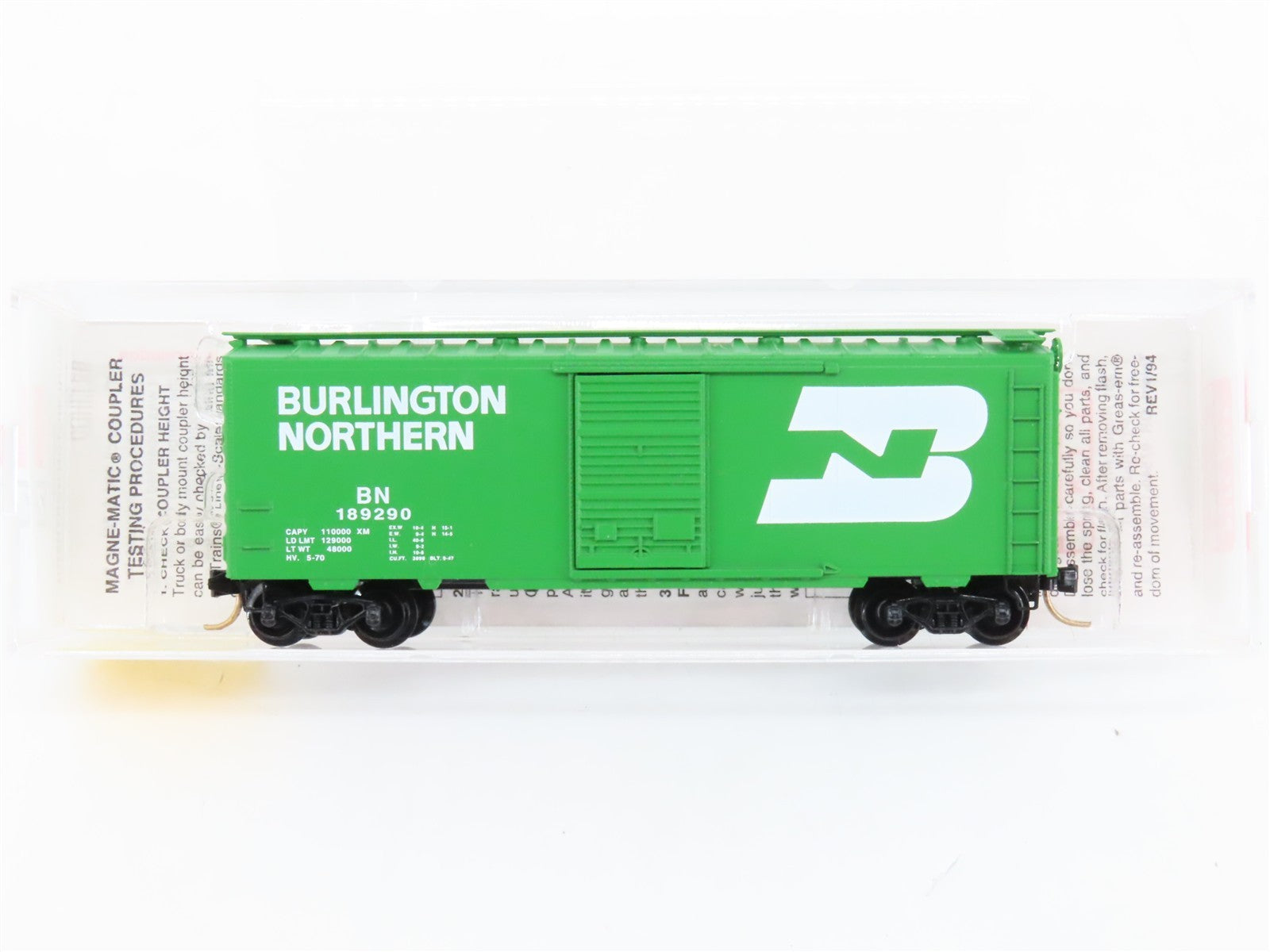 N Scale Micro-Trains MTL 20306/3 BN Burlington Northern 40' Box Car 189290 RTR
