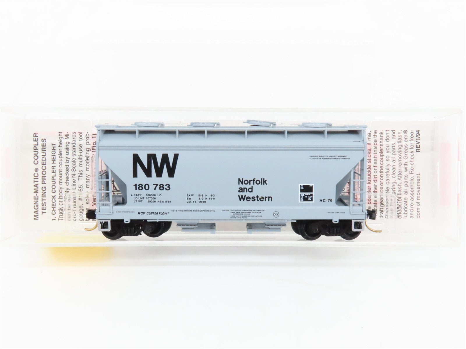 N Scale Micro-Trains MTL 92050 NW Norfolk & Western Hopper 180783 RTR