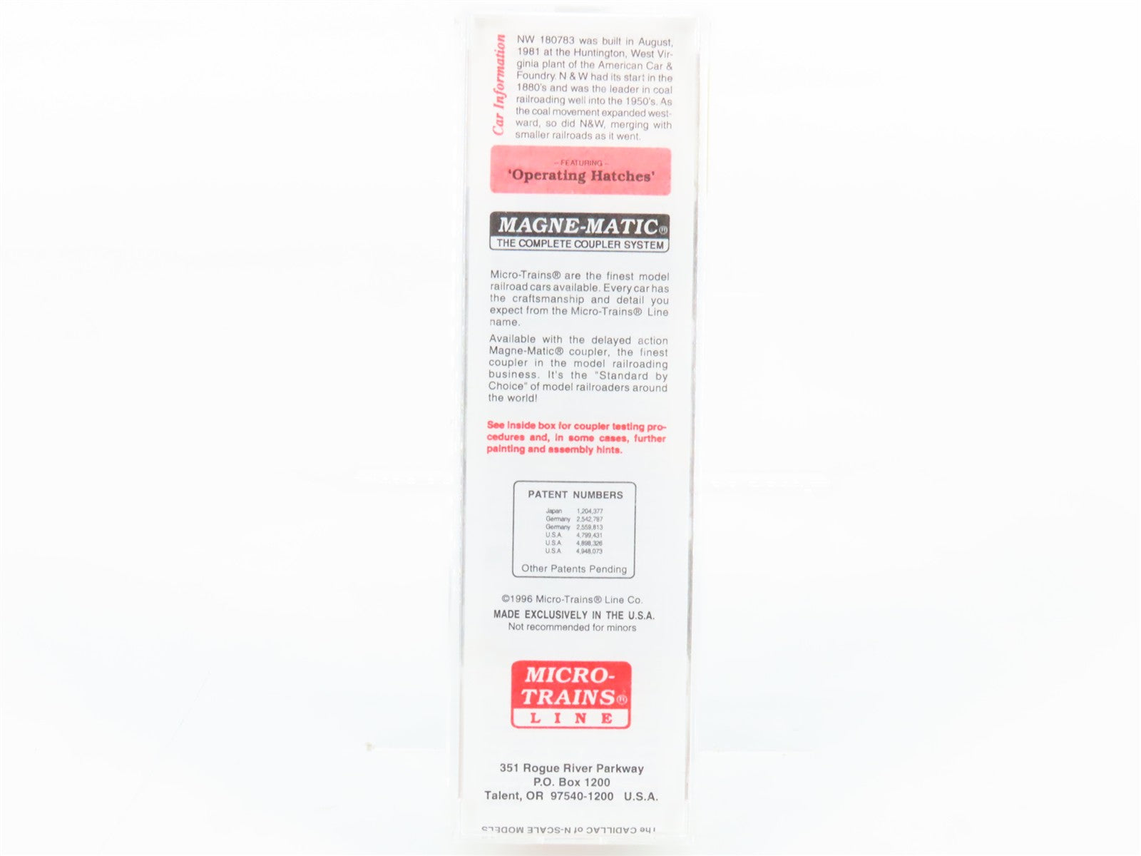 N Scale Micro-Trains MTL 92050 NW Norfolk & Western Hopper 180783 RTR