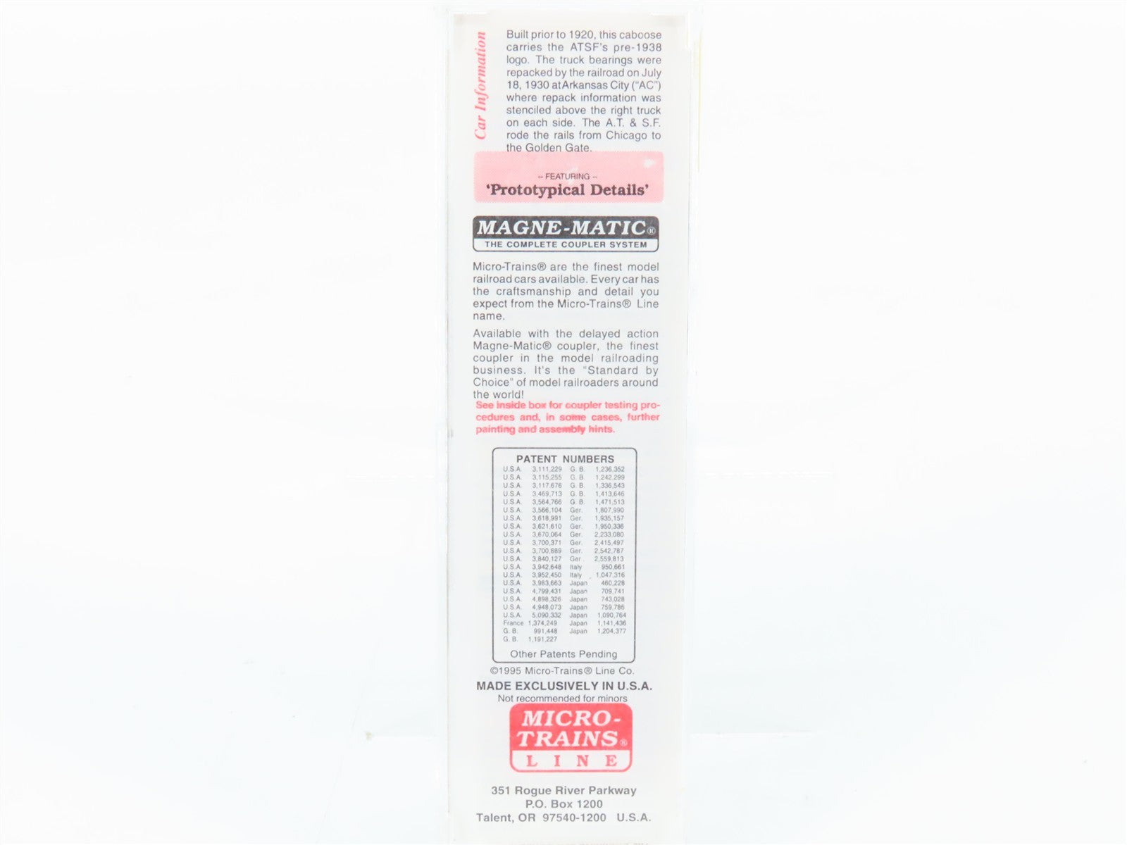 N Scale Micro-Trains MTL 51100 ATSF Santa Fe 34' Wood Sheathed Caboose 1207 RTR