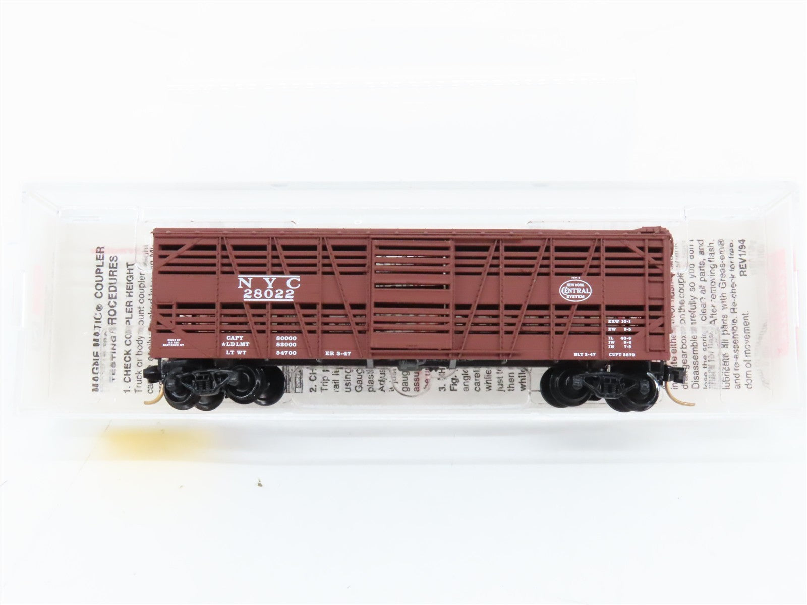 N Scale Micro-Trains MTL 35040 NYC New York Central 40' Stock Car 28022 RTR