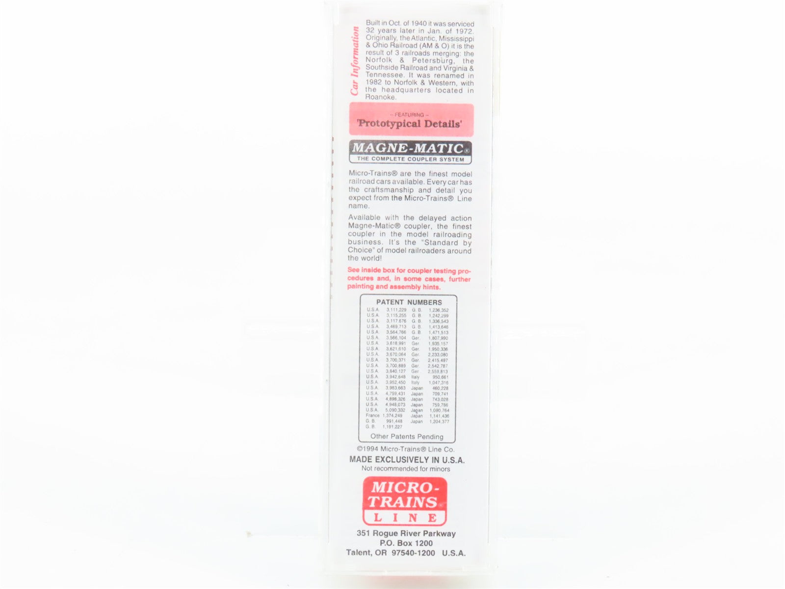 N Scale Micro-Trains MTL 45020 NW Norfolk & Western 50' Fishbelly Flat Car RTR