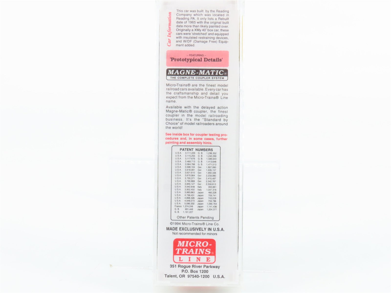 N Scale Micro-Trains MTL 32320 RDG Reading 50' Plug Door Box Car 17059 RTR