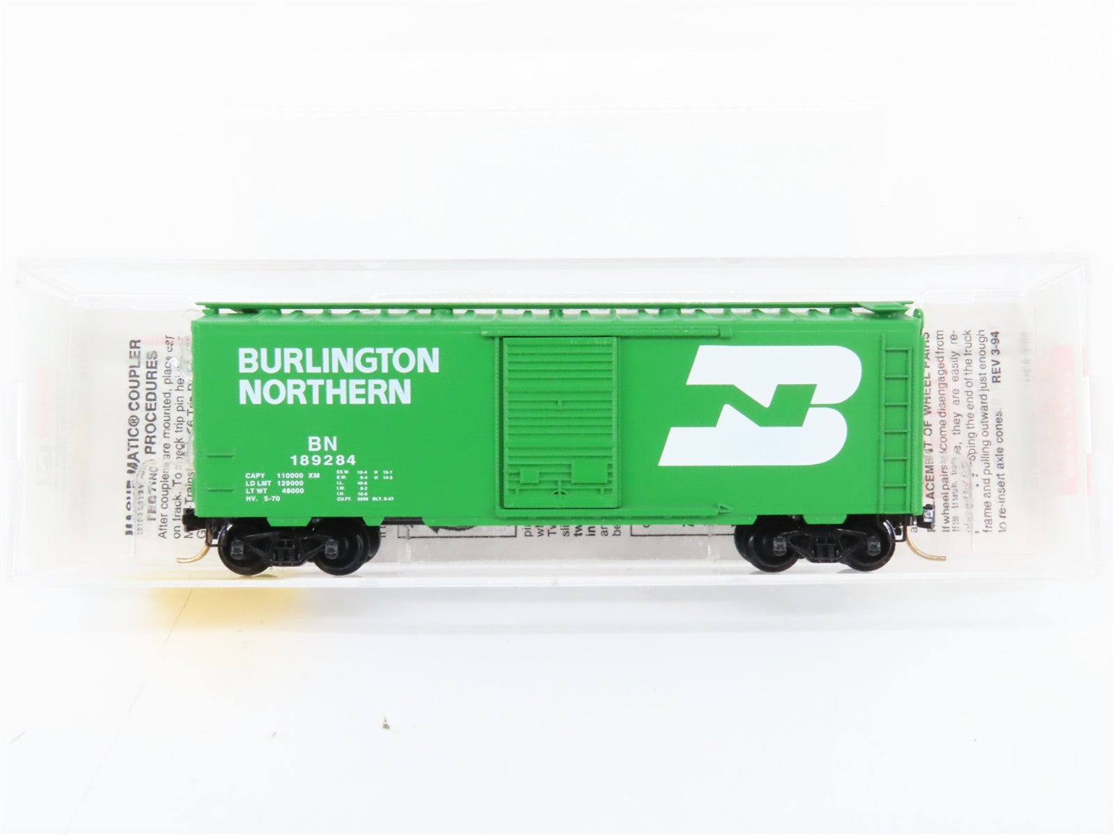 N Scale Micro-Trains MTL 20306 BN Burlington Northern 40' Box Car 189284 RTR