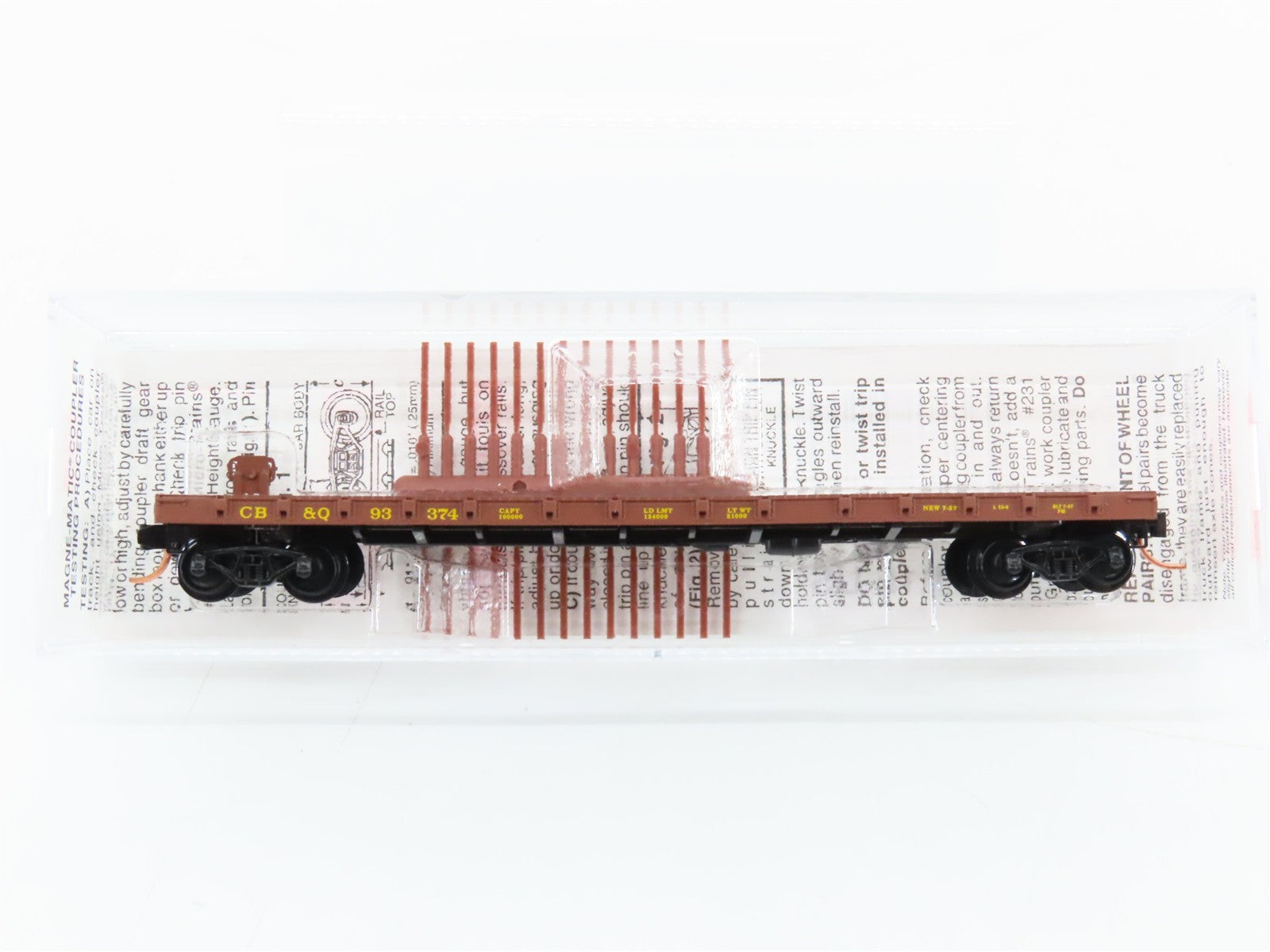 N Scale Micro-Trains MTL 44090 CB&Q Burlington Route 50' Flat Car 93374 RTR