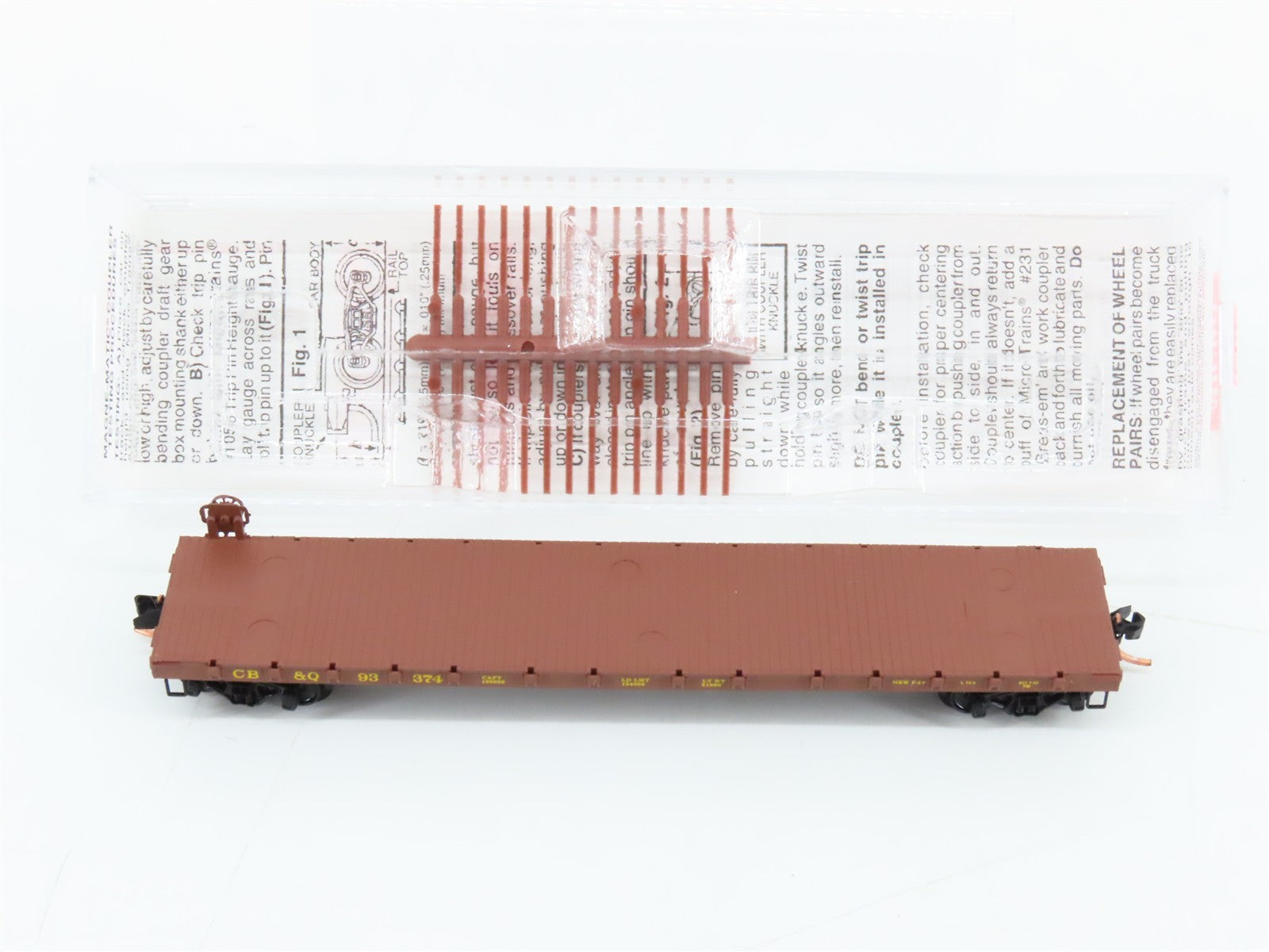 N Scale Micro-Trains MTL 44090 CB&Q Burlington Route 50' Flat Car 93374 RTR