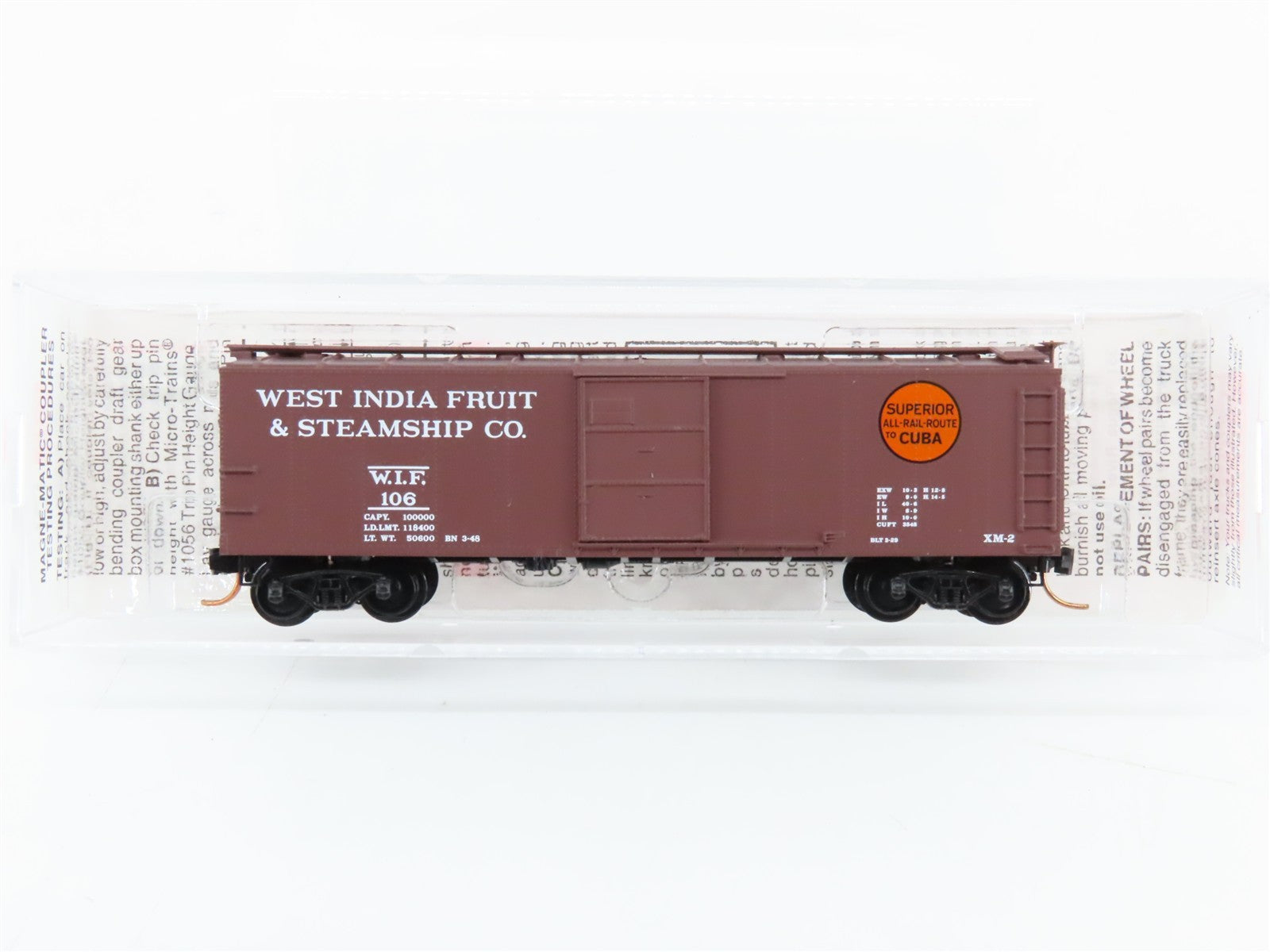 N Scale Micro-Trains MTL 120510 WIF West India Fruit & Steamship Box Car 106 RTR