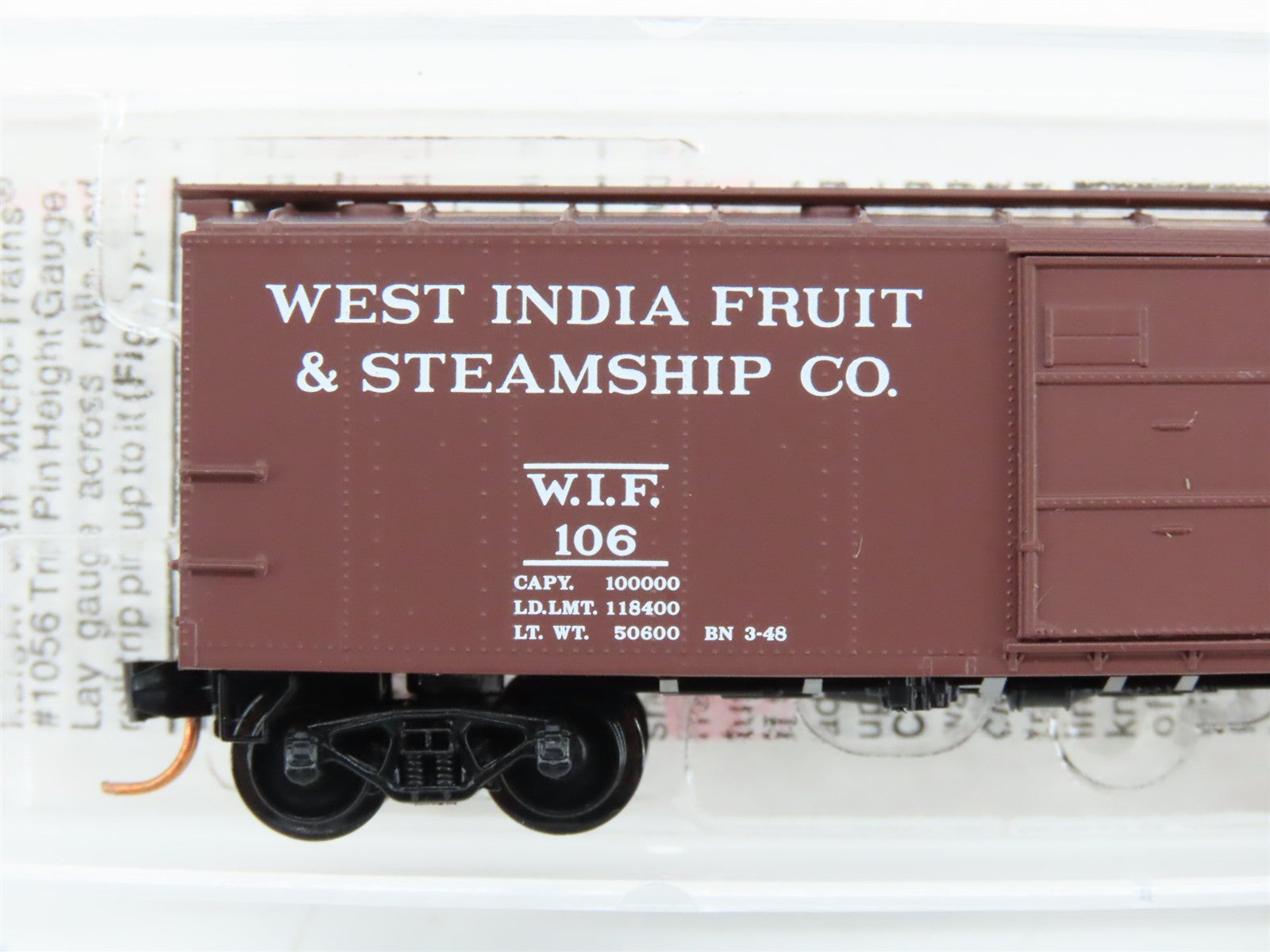 N Scale Micro-Trains MTL 120510 WIF West India Fruit & Steamship Box Car 106 RTR