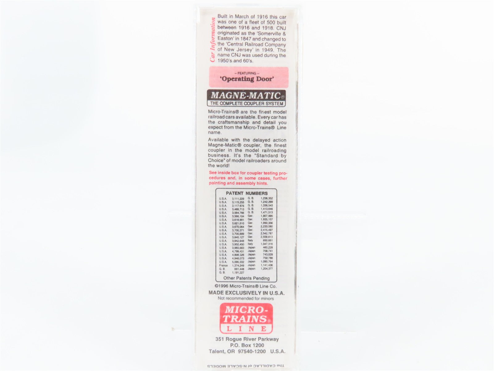 N Scale Micro-Trains MTL 28040 Central Railroad of New Jersey 40' Box Car RTR