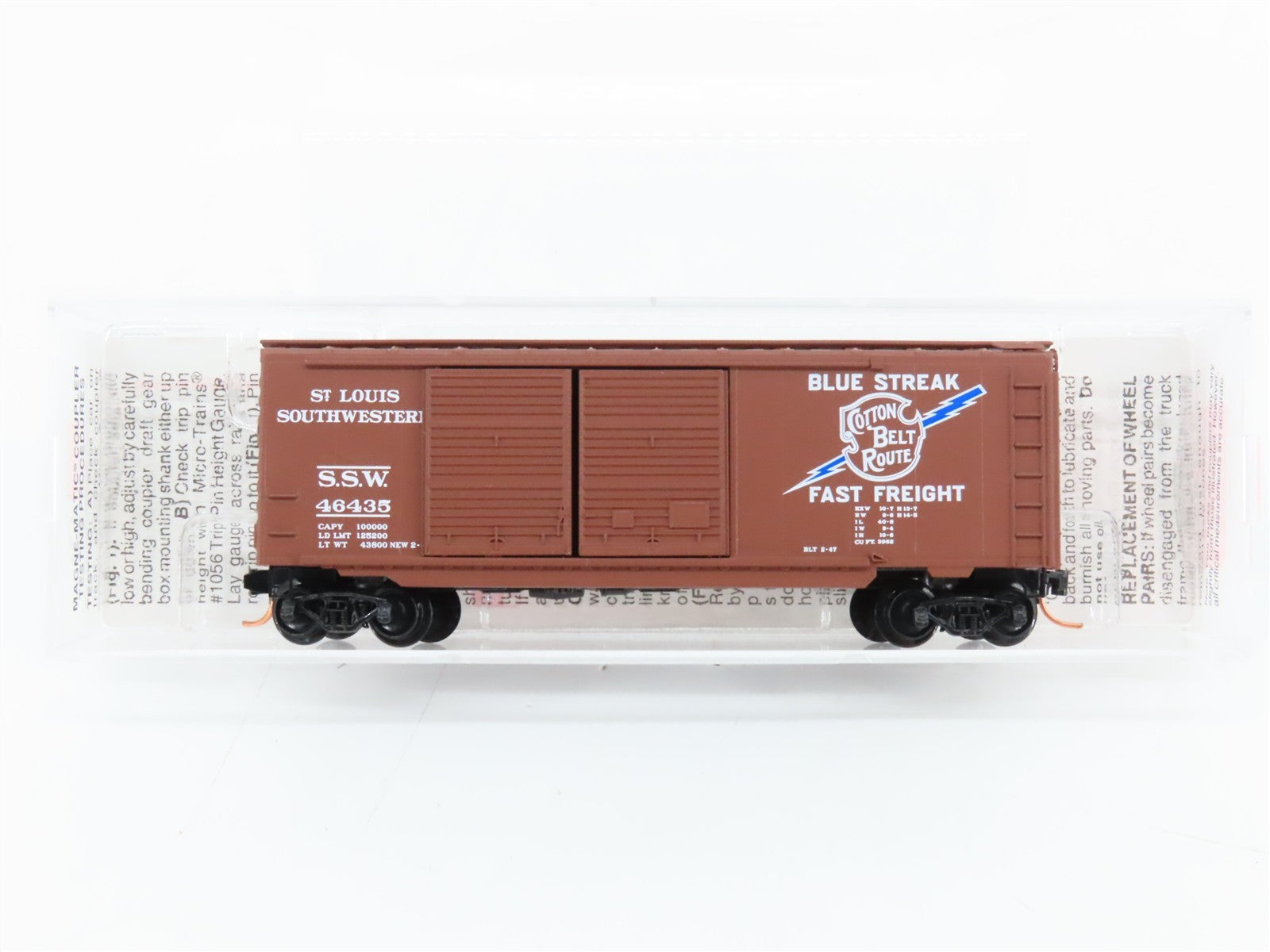 N Scale Micro-Trains MTL 23030 SSW Cotton Belt Blue Streak 40' Box Car 46435 RTR