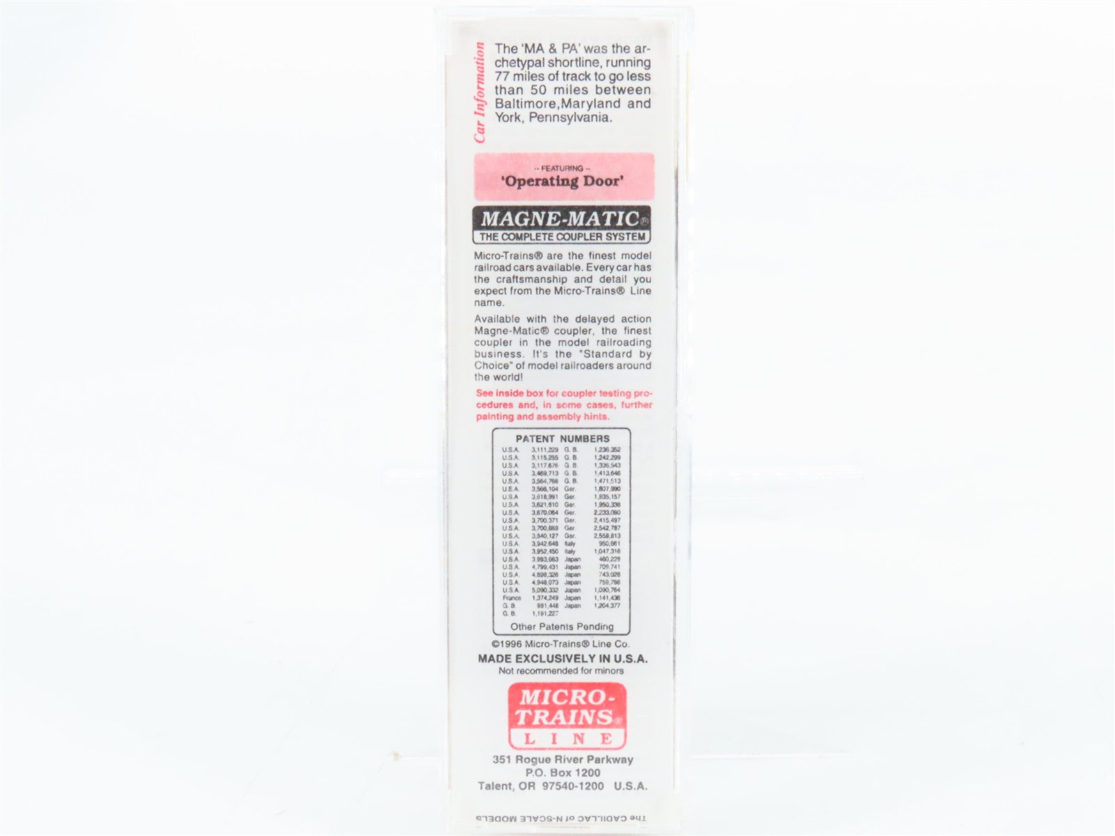 N Scale Micro-Trains MTL 28020 M&PA Maryland & Pennsylvania 40' Box Car 1157 RTR