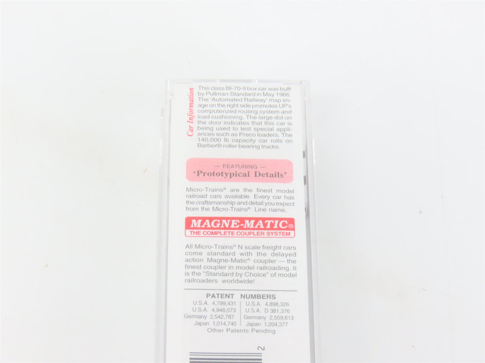 N Scale Micro-Trains MTL 38280 UP Union Pacific 50' Plug Door Box Car 490164 RTR