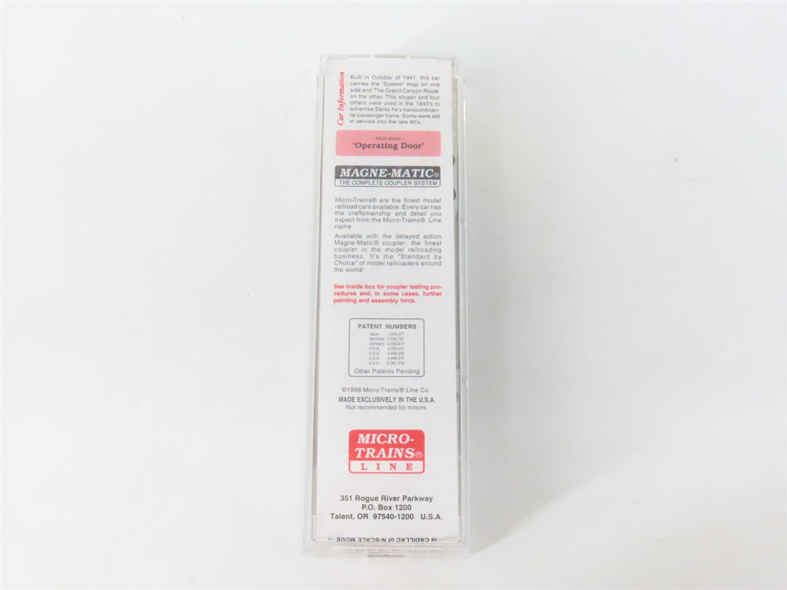 N Scale Micro-Trains MTL 20060 ATSF Santa Fe Grand Canyon 40' Box Car 143585 RTR