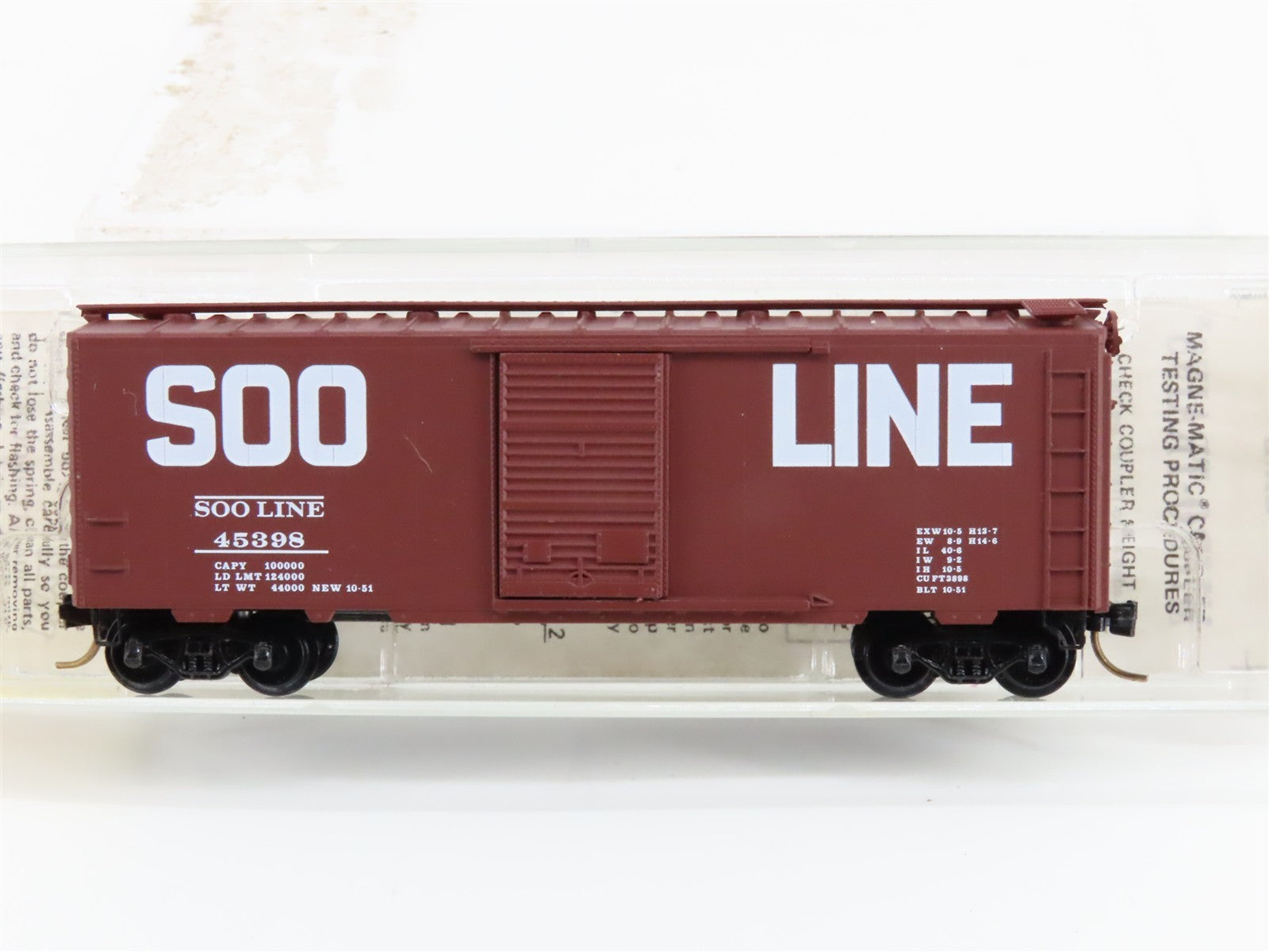 N Scale Kadee Micro-Trains MTL 20900 Soo Line 40' Single Door Box Car 45398 RTR