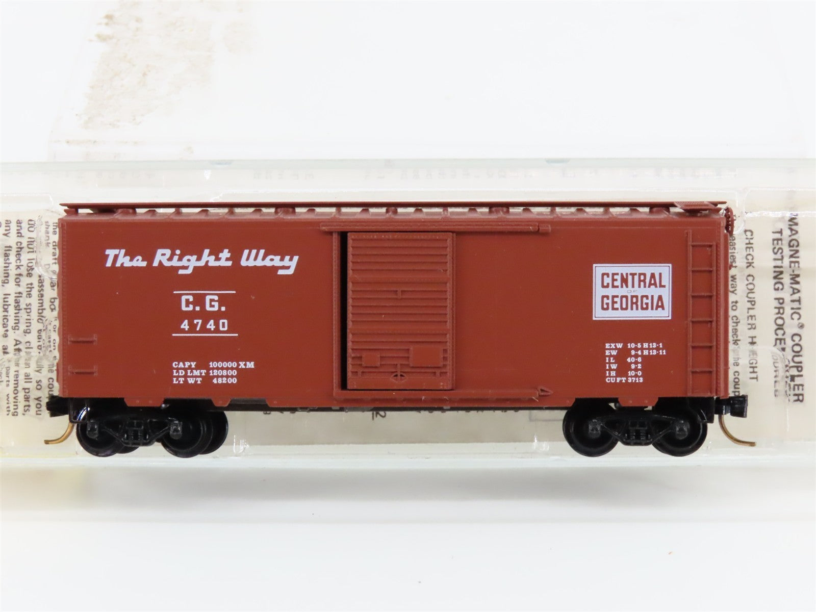 N Scale Kadee Micro-Trains MTL 20920 CG Central of Georgia 40' Box Car 4740 RTR