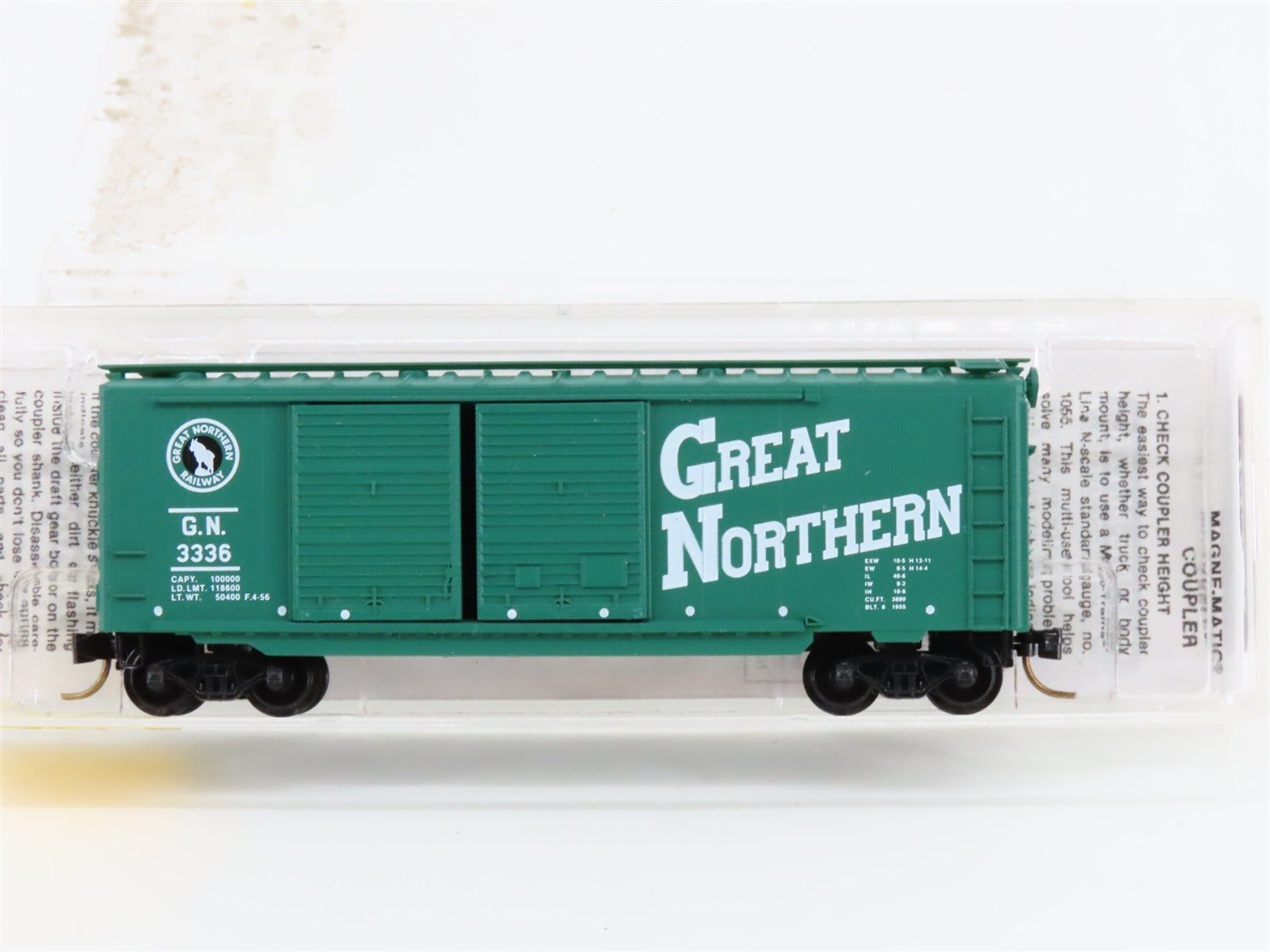 N Scale Micro-Trains MTL 23190 GN Great Northern 40' Double Door Boxcar 3336 RTR
