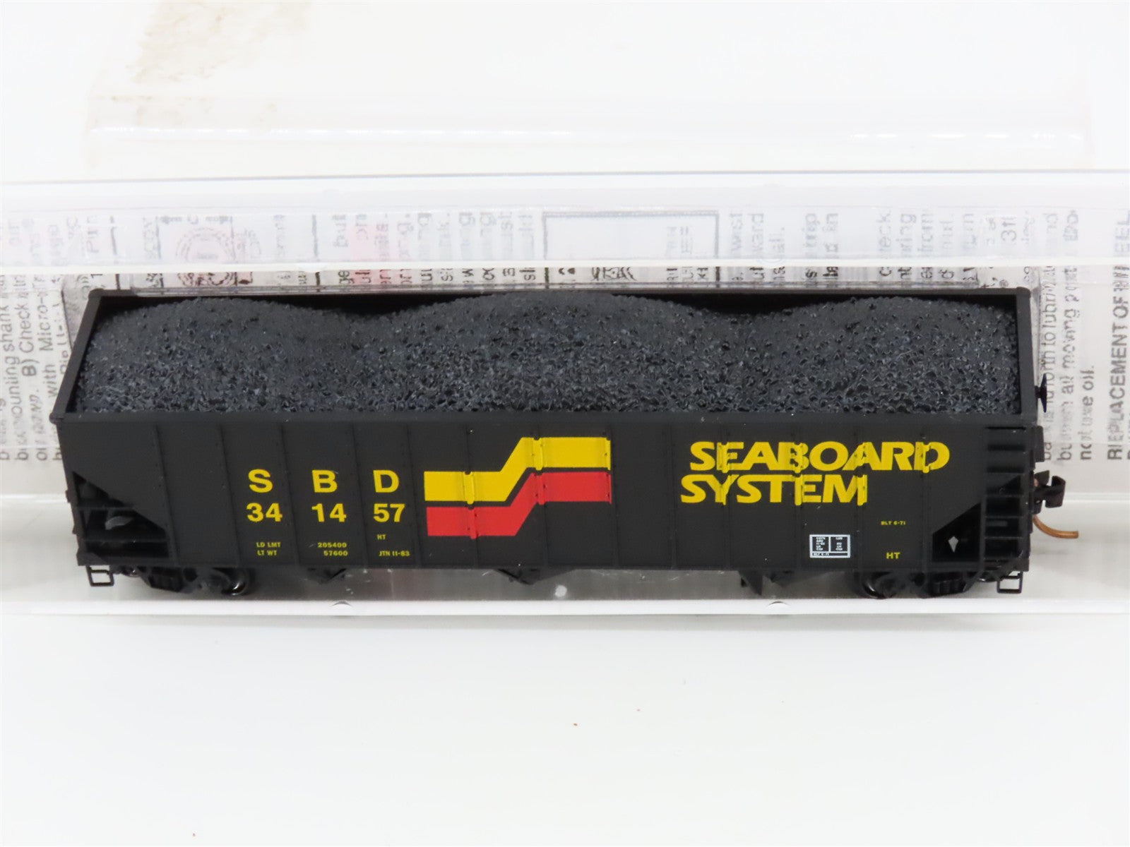 N Scale Micro-Trains MTL 108050 SBD Seaboard System 3-Bay Hopper 341457 w/ Load