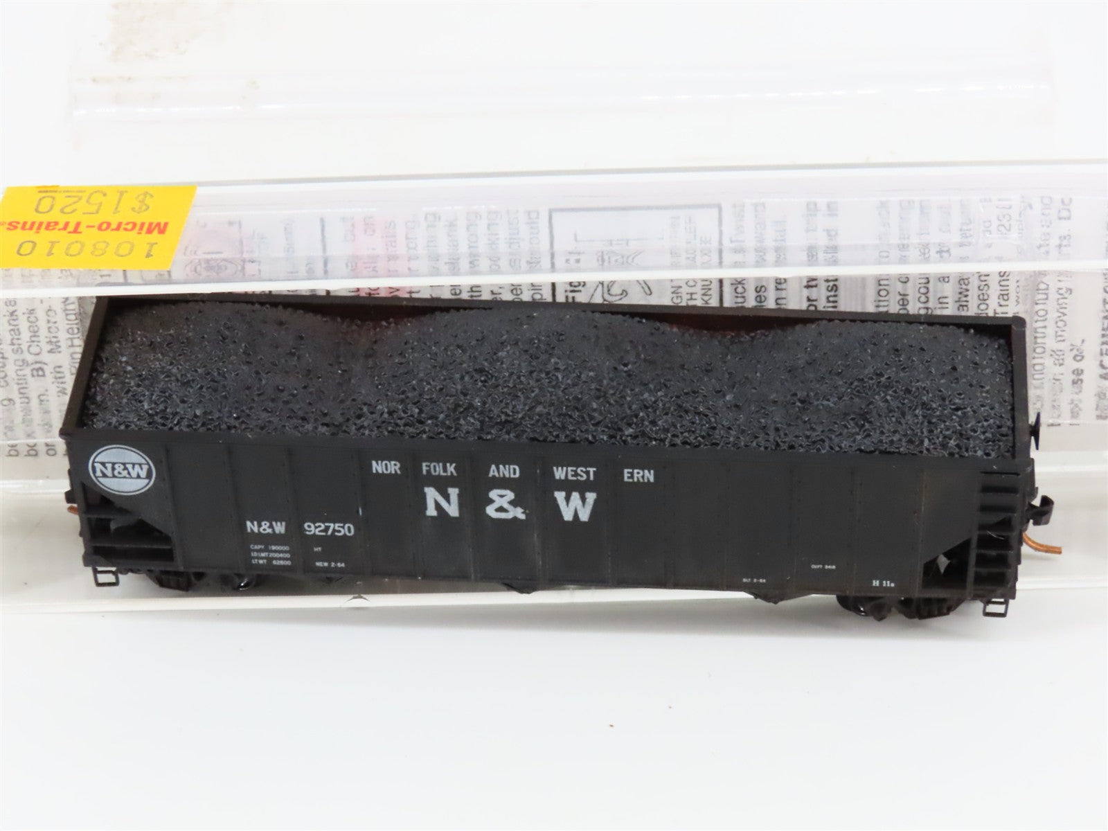 N Scale Micro-Trains MTL 108010 N&W Norfolk & Western 3-Bay Hopper 92750 w/ Load