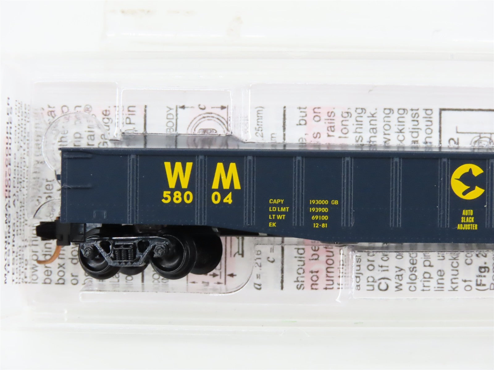 N Scale Micro-Trains MTL 105070 WM Chessie System 50' Gondola 58004 RTR